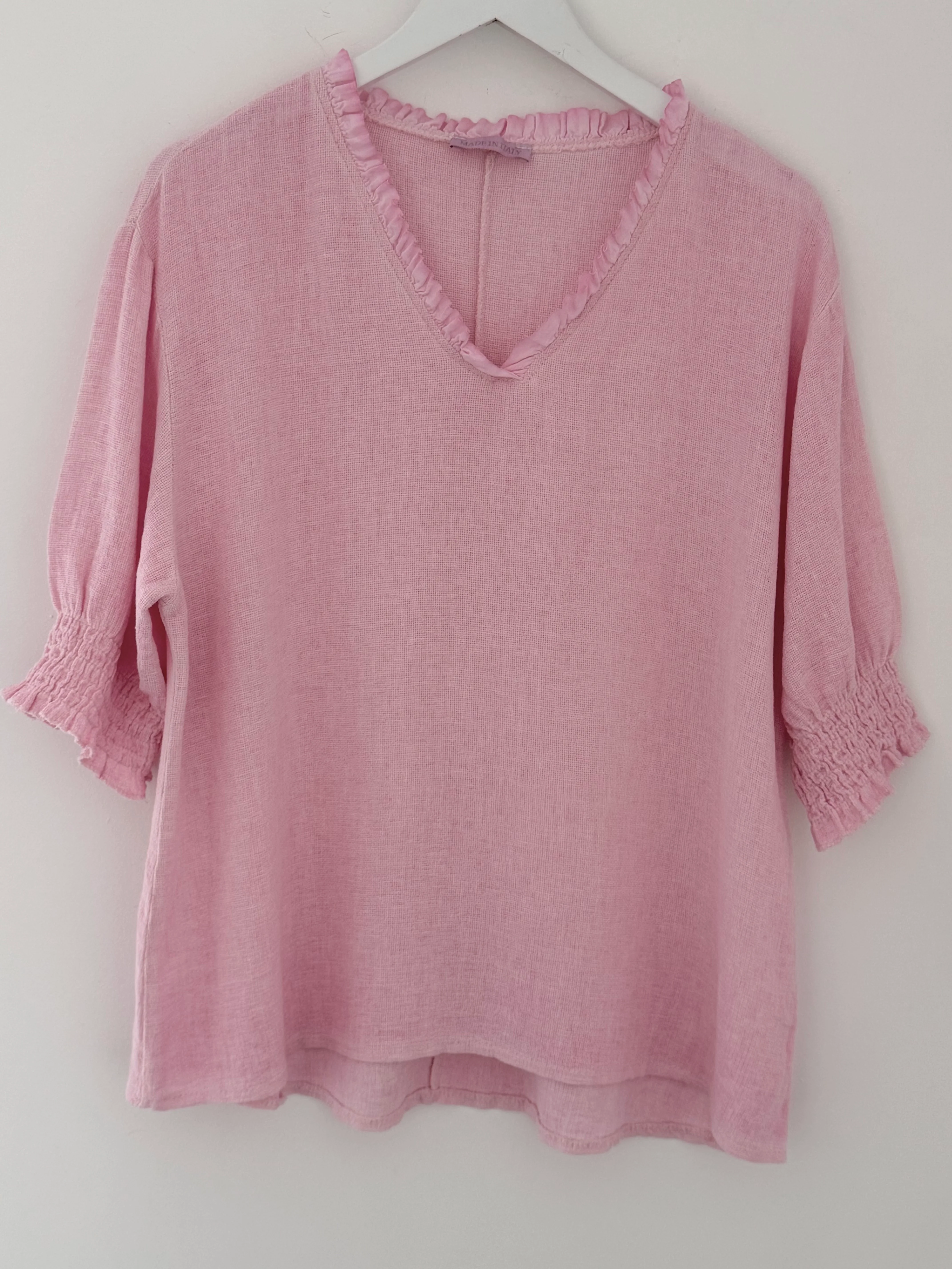 Linen & Cotton Top in Baby Pink - Image 8
