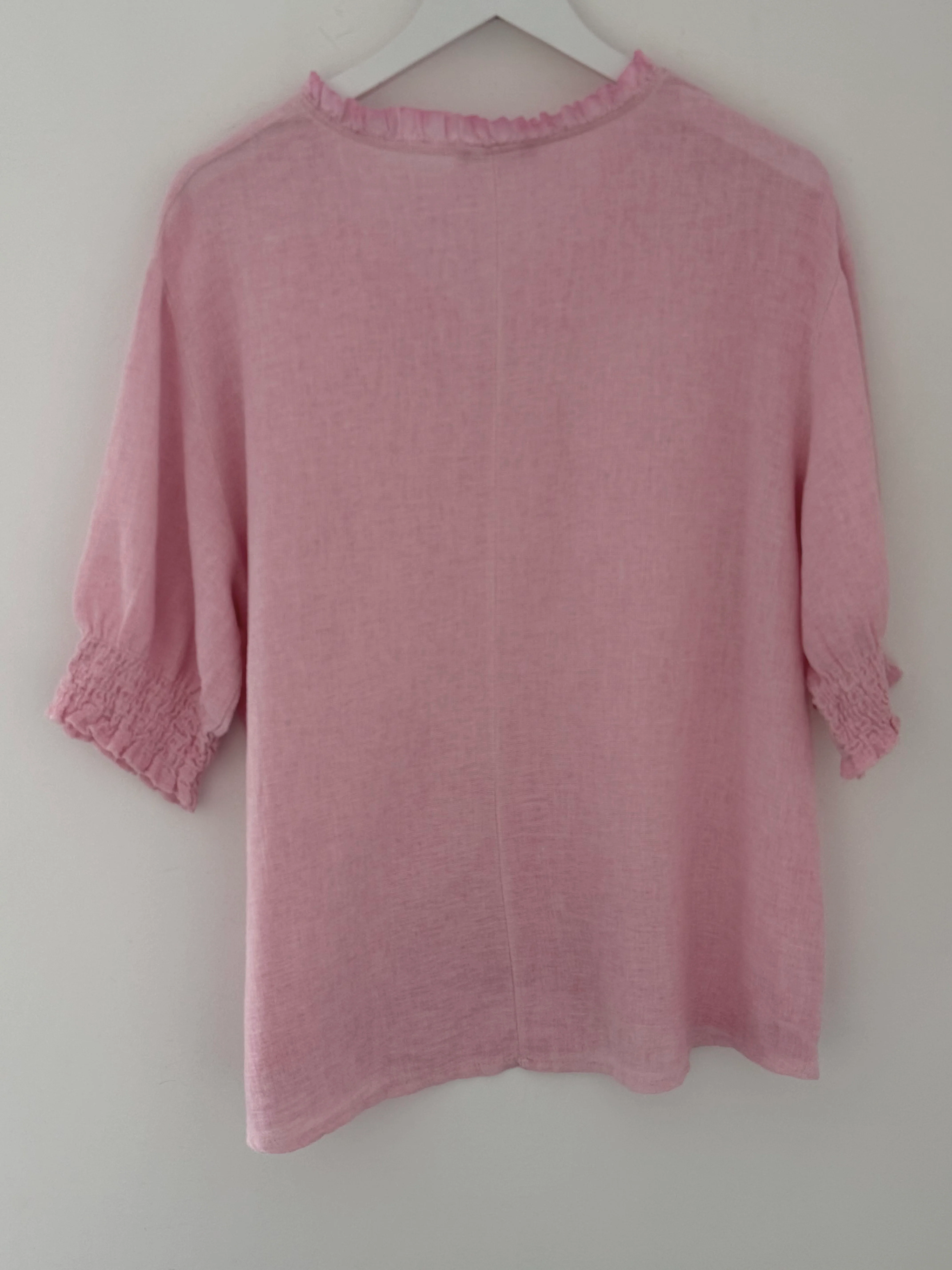 Linen & Cotton Top in Baby Pink - Image 9