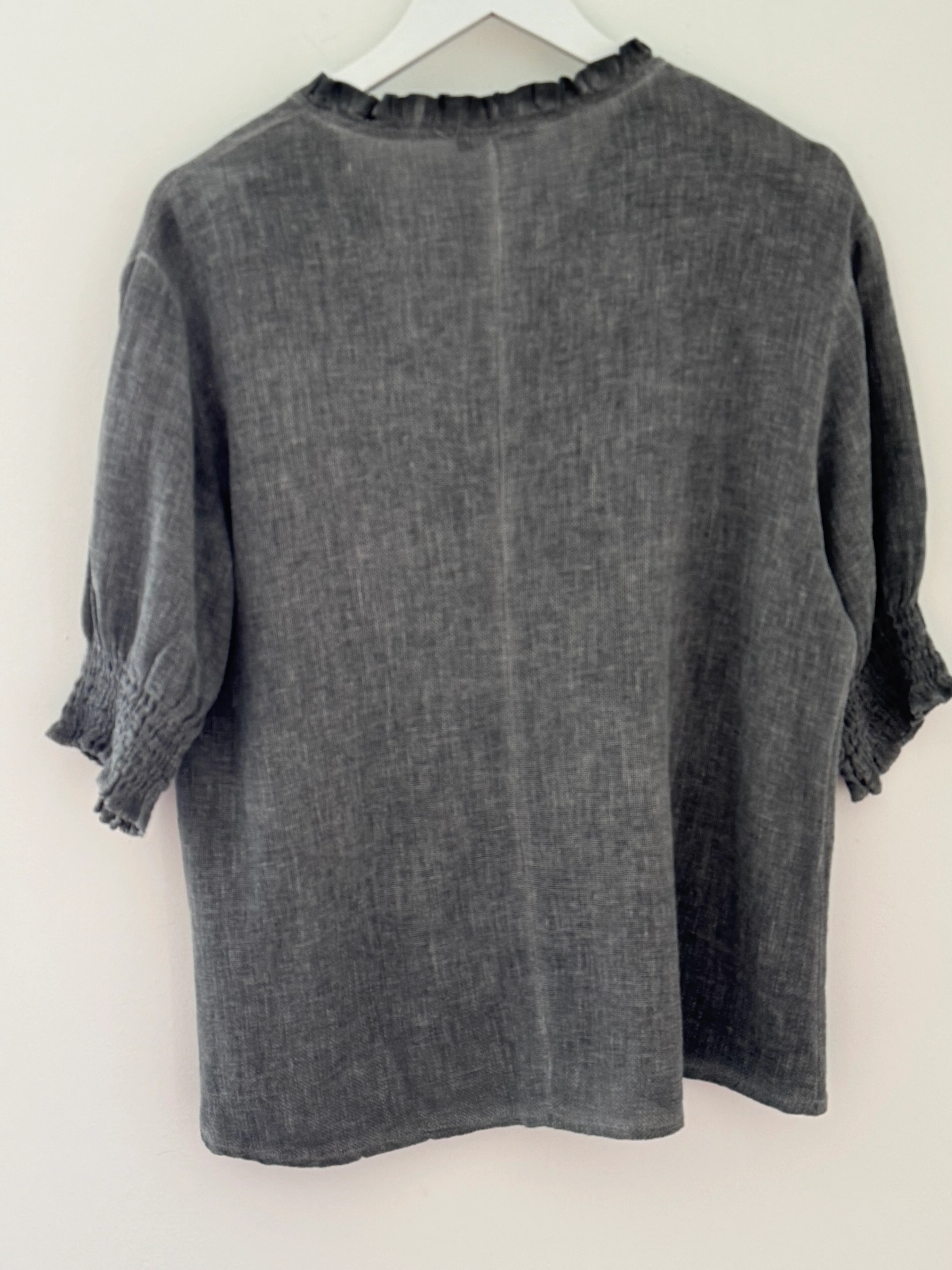 Linen & Cotton Top in Charcoal - Image 7