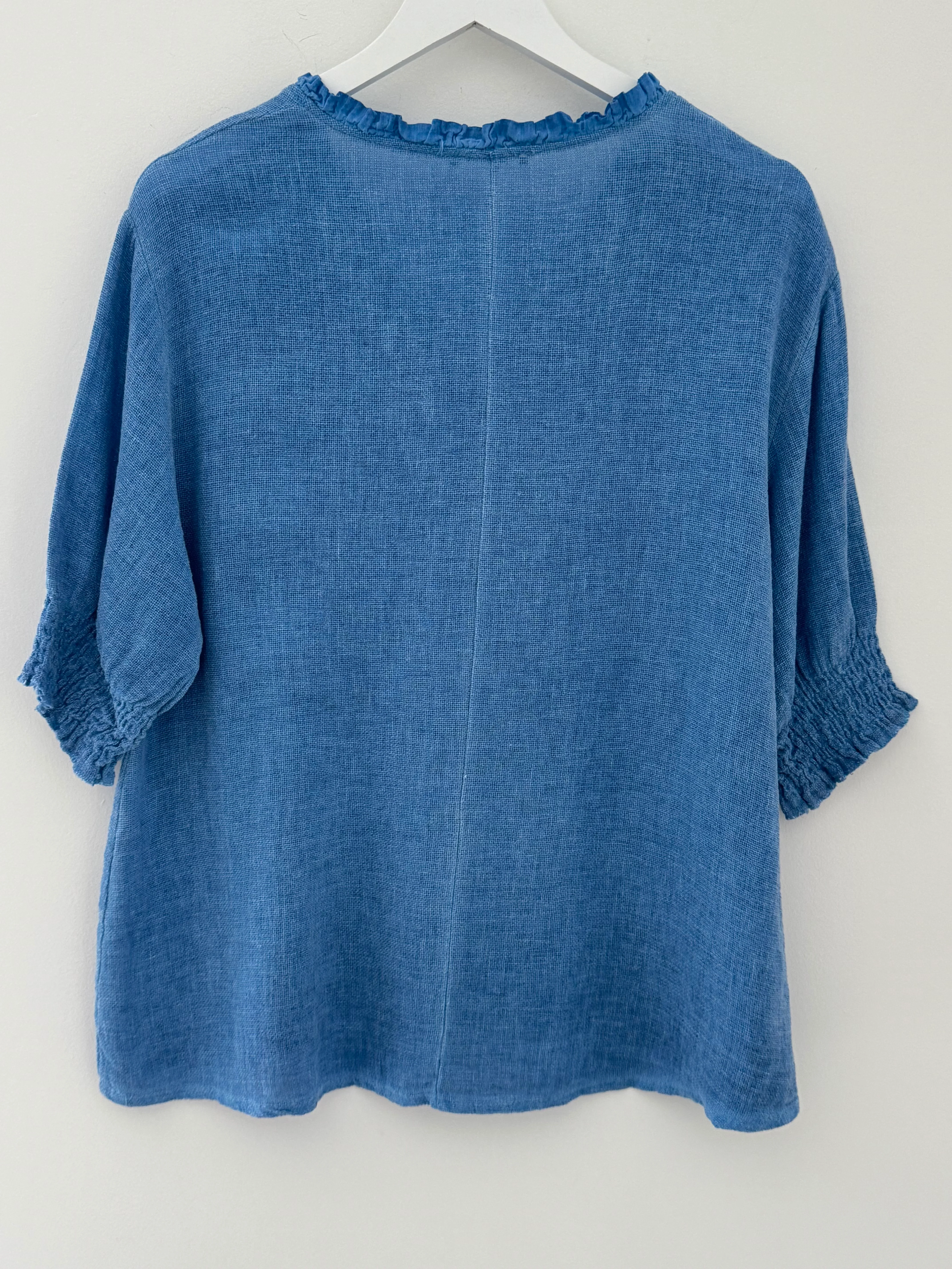 Linen & Cotton Top in Sky Blue - Image 8