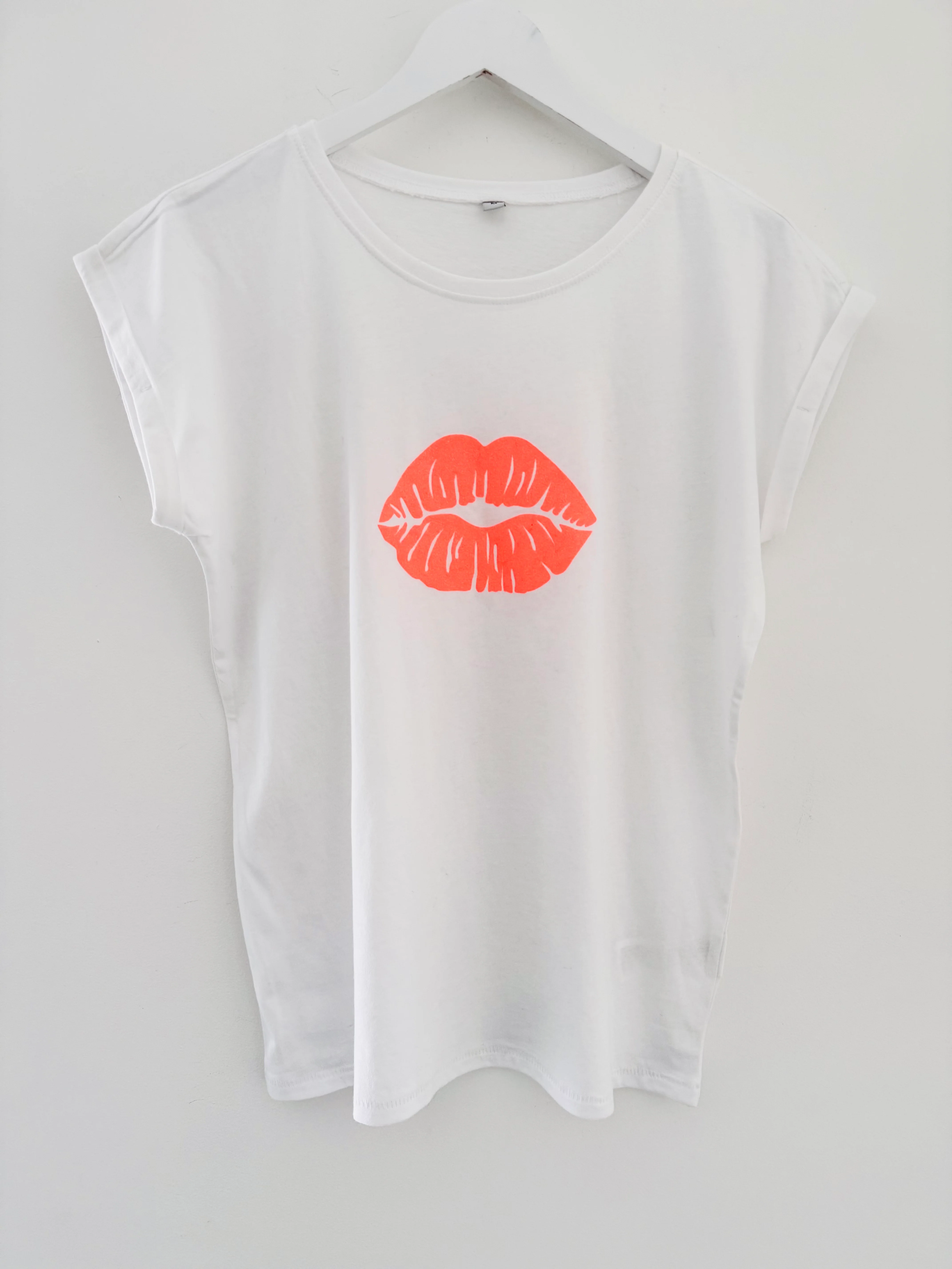 Lips Tee in White & Neon - Image 7