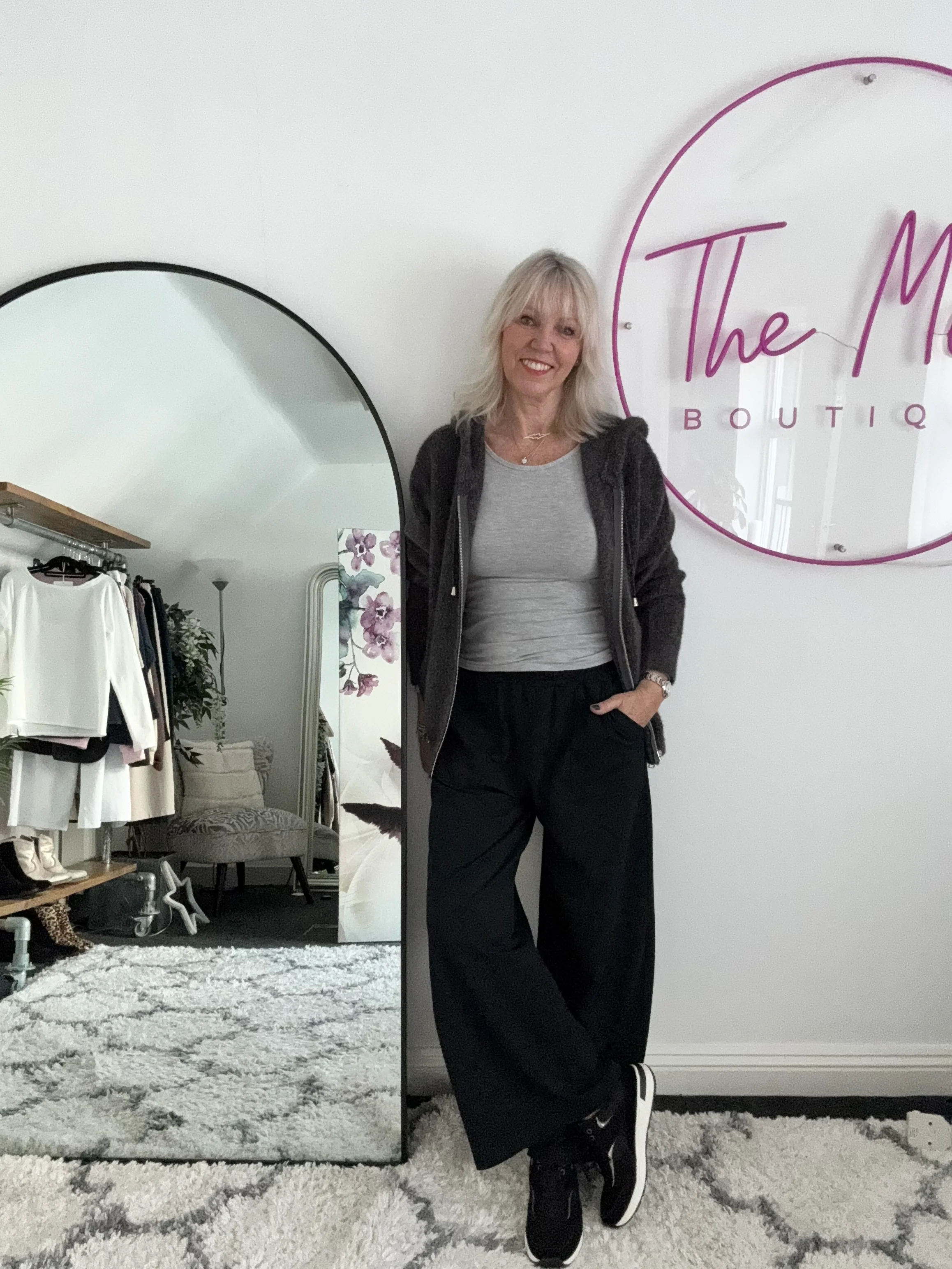 Long Sleeve Stretch Top in Marl Grey - Image 6