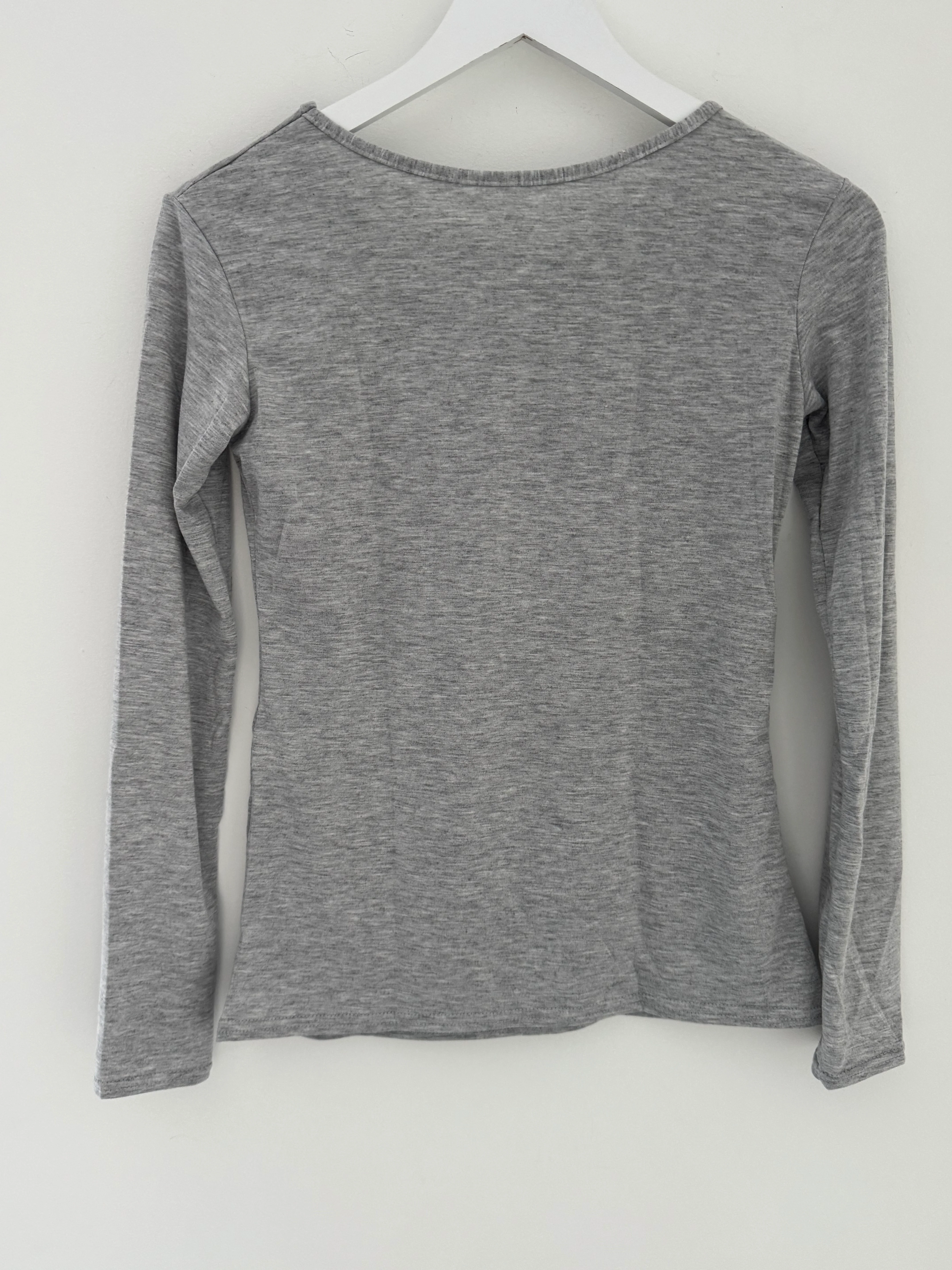 Long Sleeve Stretch Top in Marl Grey - Image 9