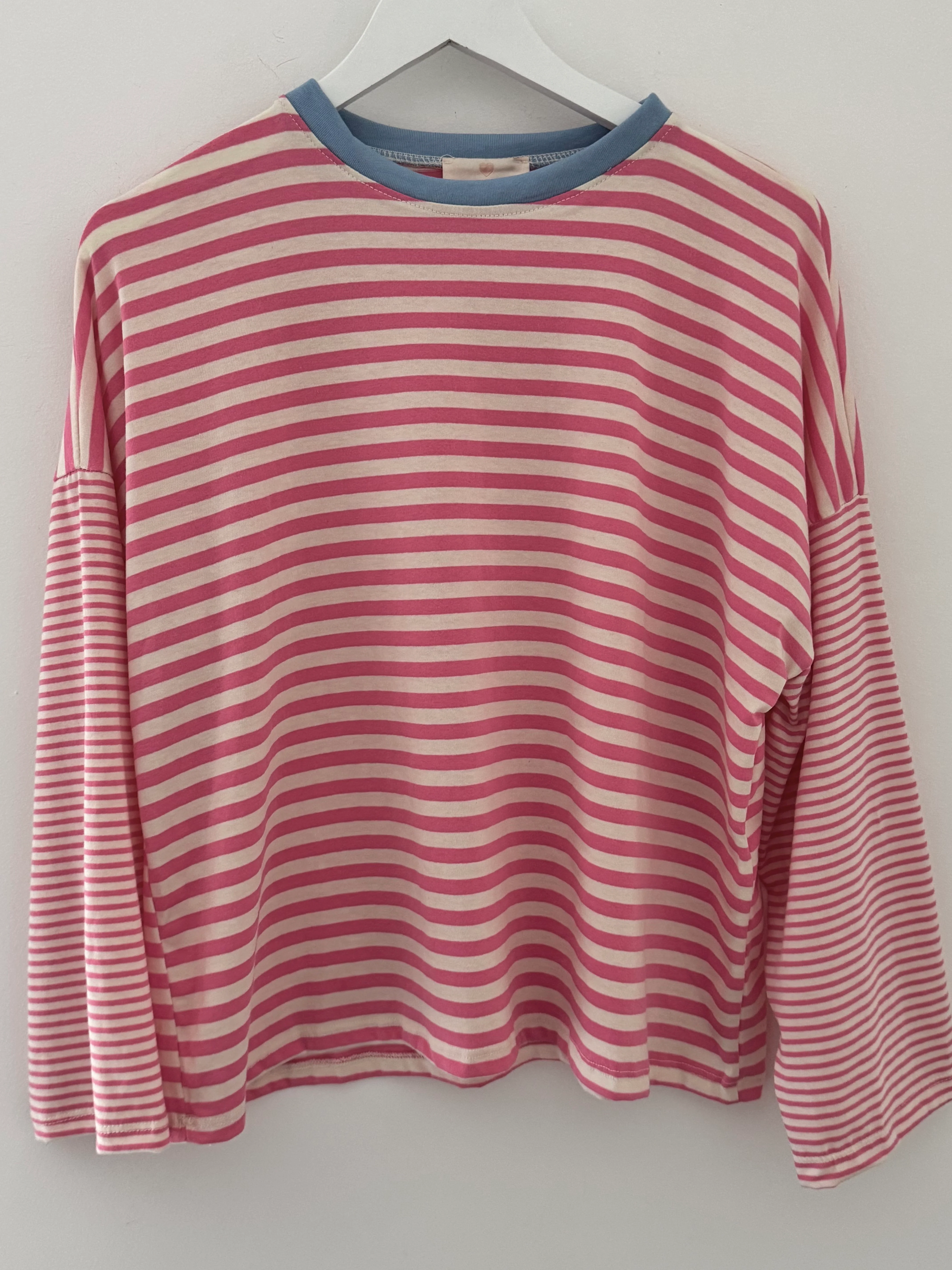 Long Sleeve Stripe Top in Pink & White - Image 10