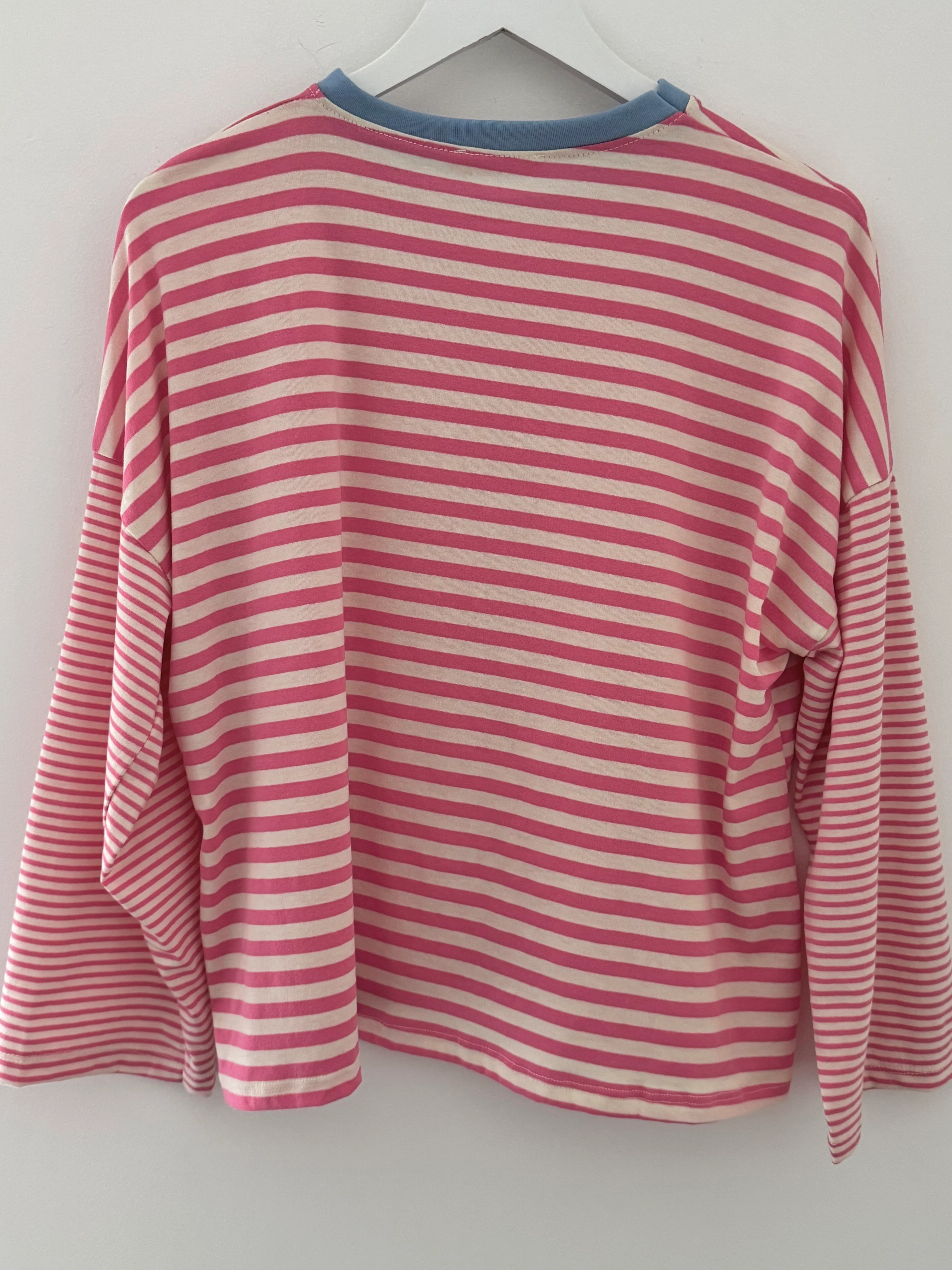 Long Sleeve Stripe Top in Pink & White - Image 12