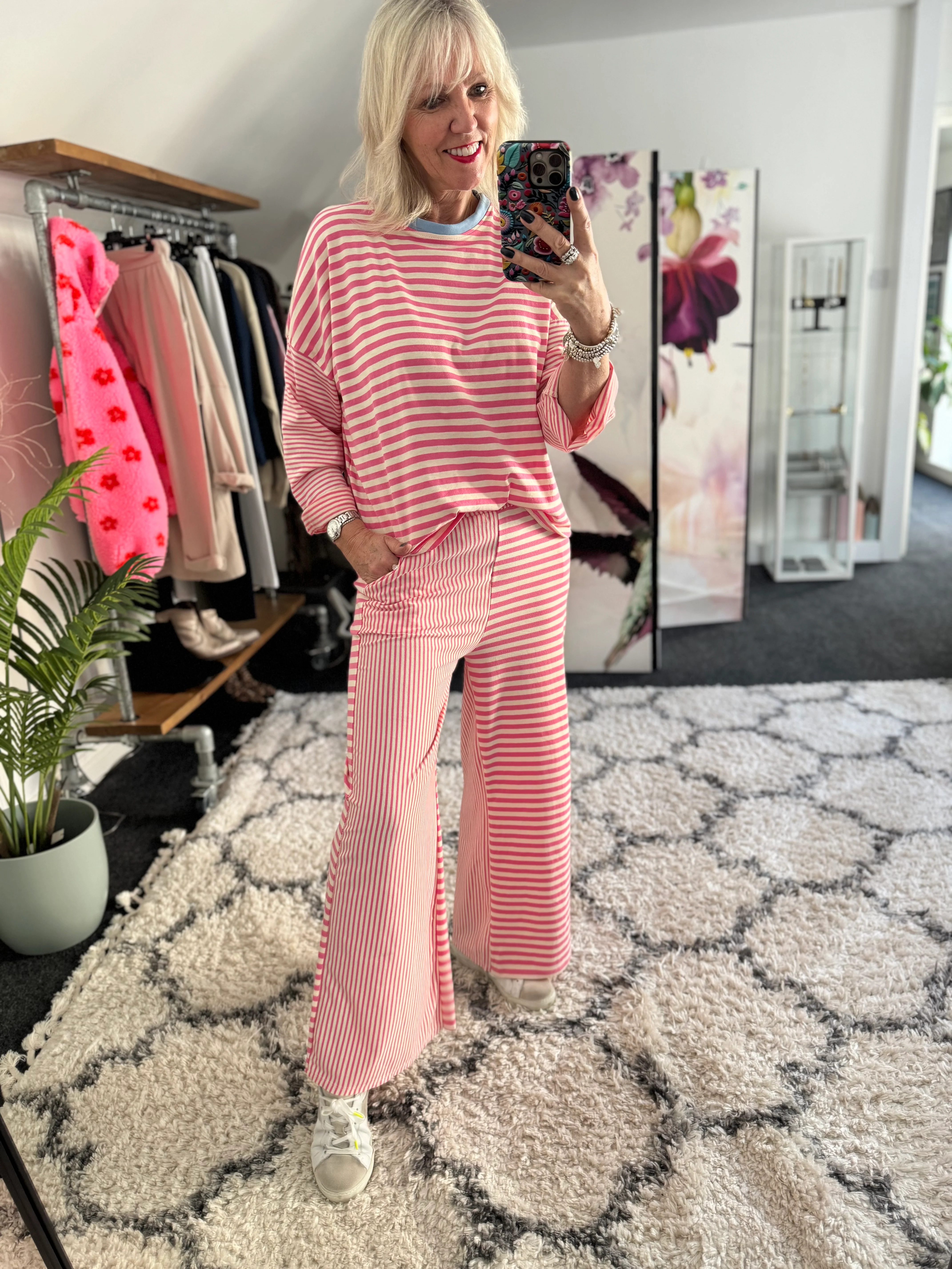 Long Sleeve Stripe Top in Pink & White - Image 4