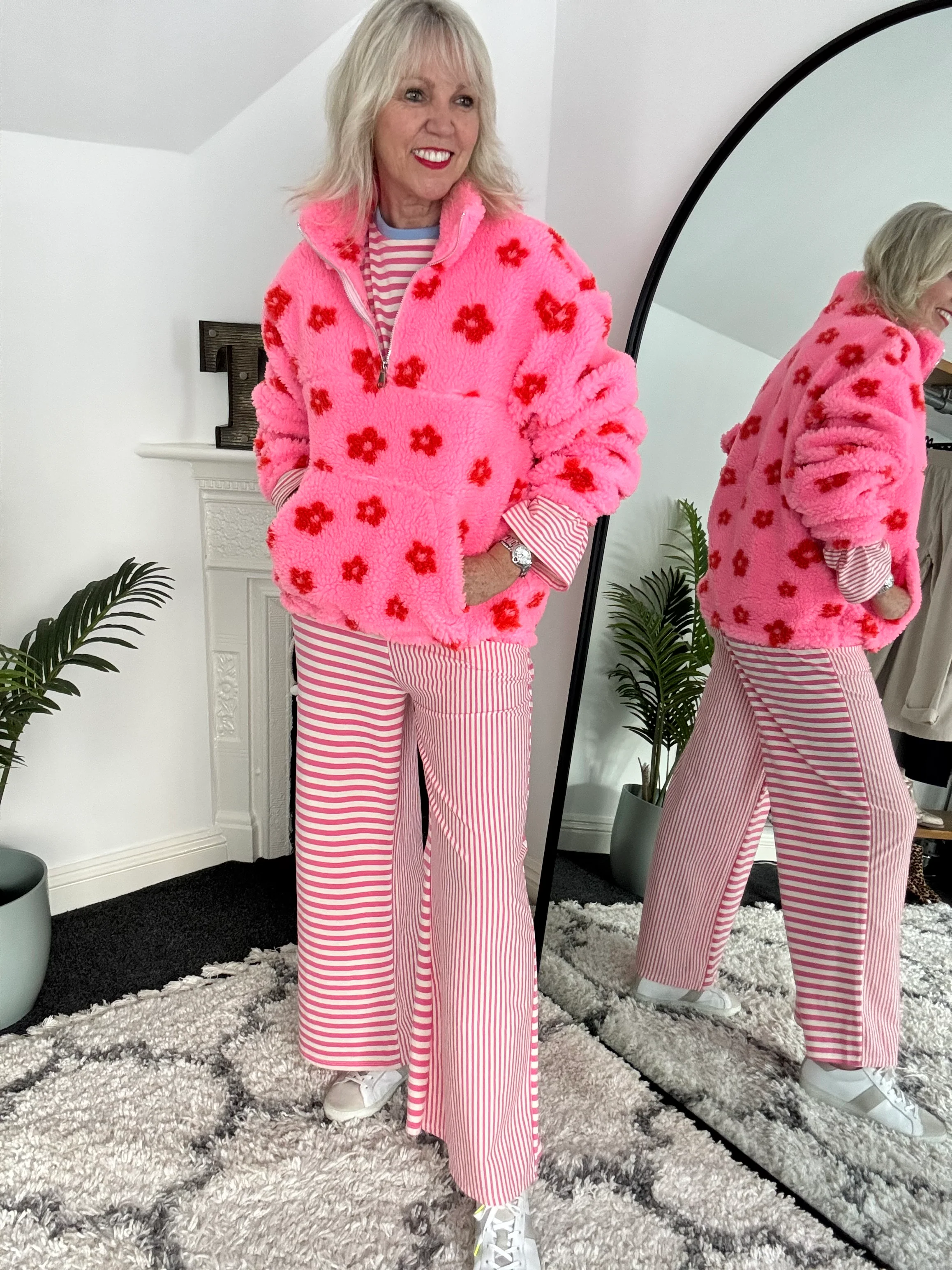 Long Sleeve Stripe Top in Pink & White - Image 9