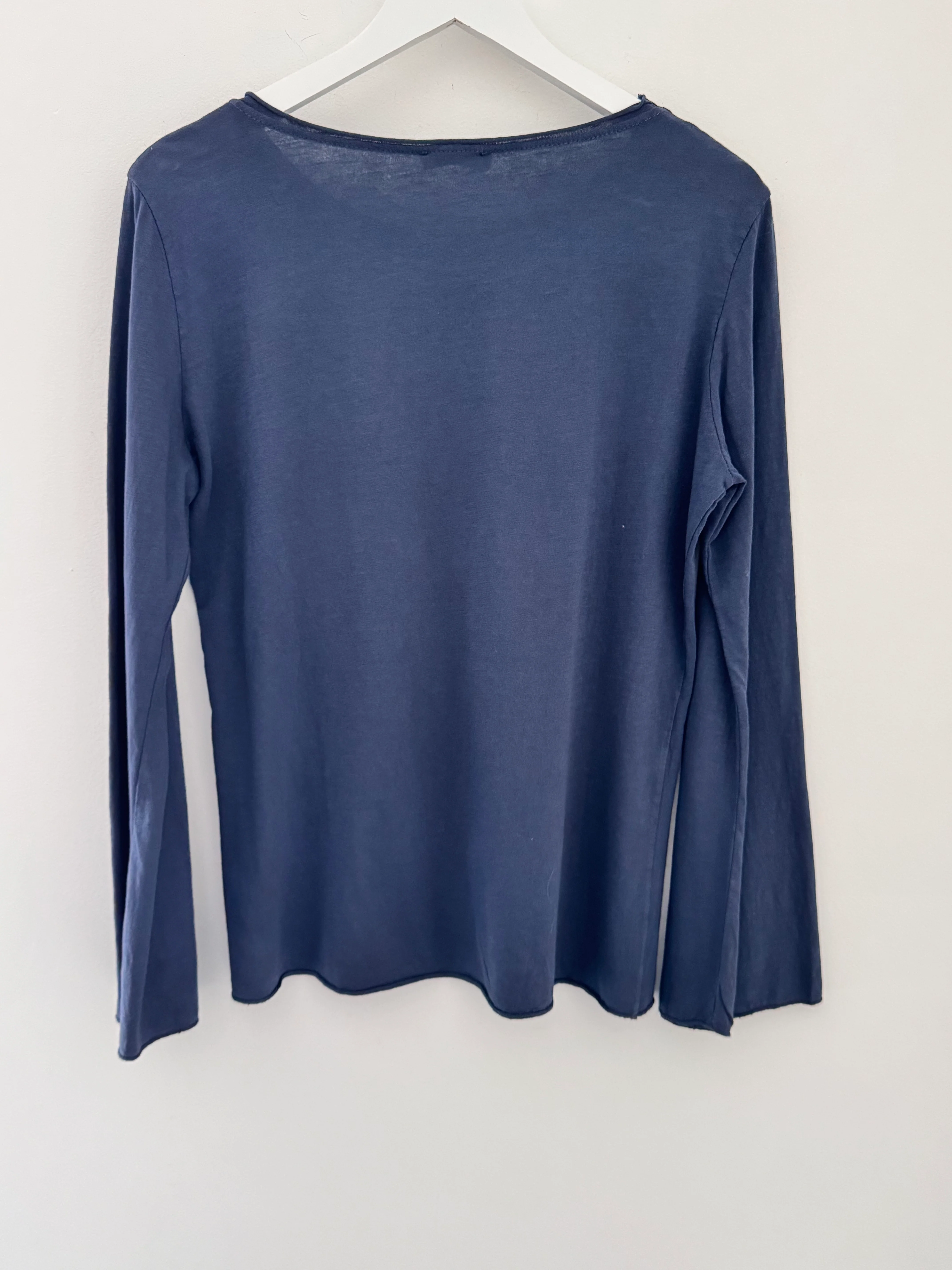 Long Sleeve Top with Flare Sleeves in Navy - Image 7