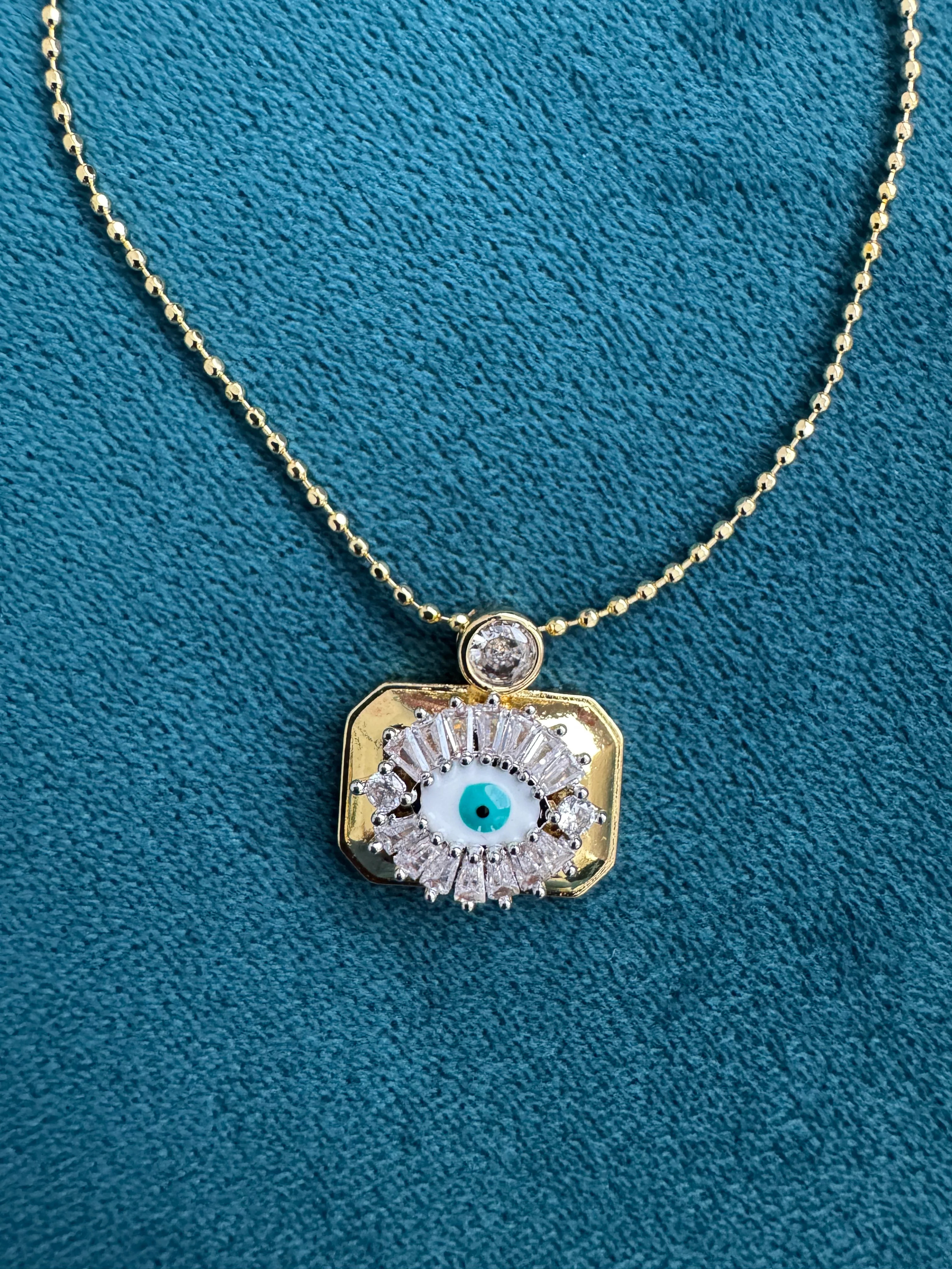 Lucky Eye Rectangle Gold Necklace - Image 3
