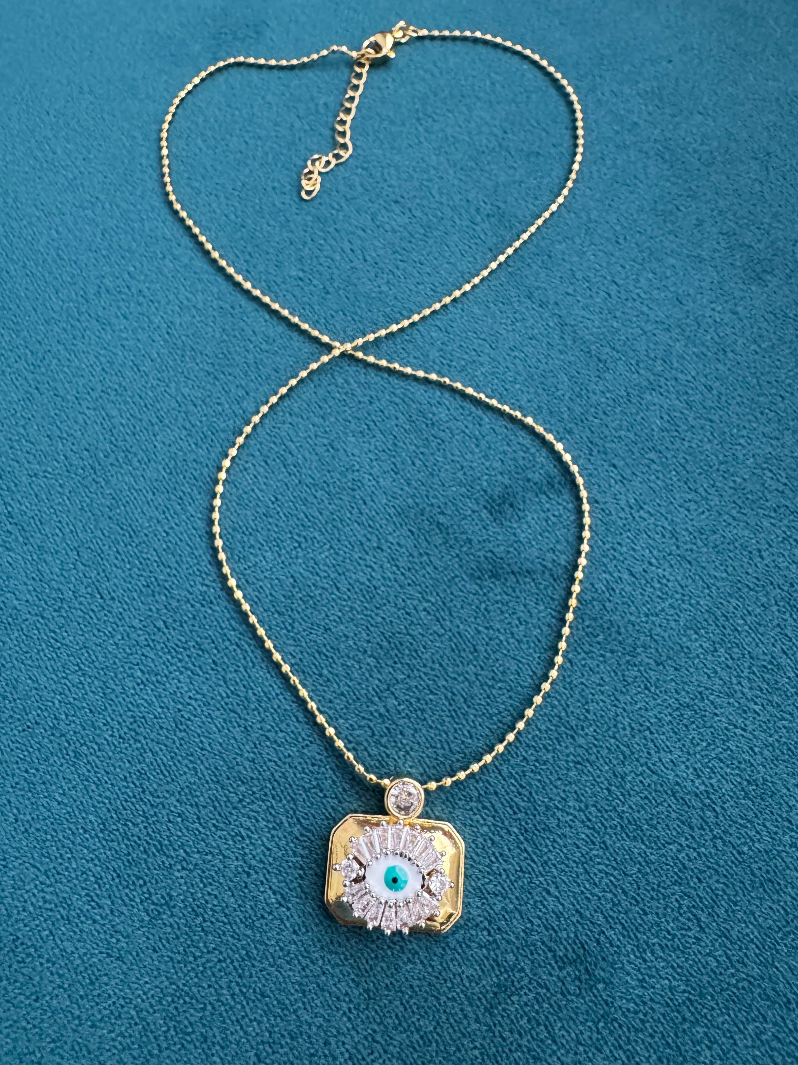 Lucky Eye Rectangle Gold Necklace - Image 4