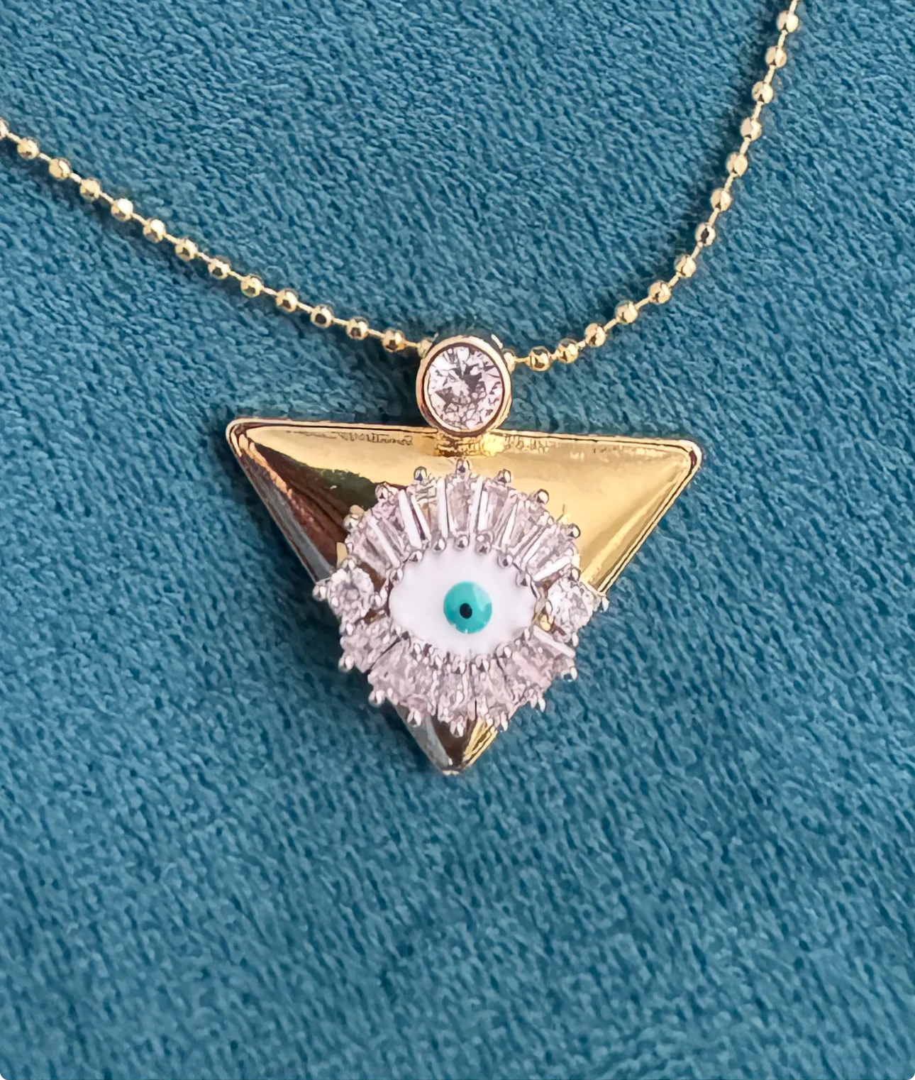 Lucky Eye Triangle Gold Necklace - Image 3