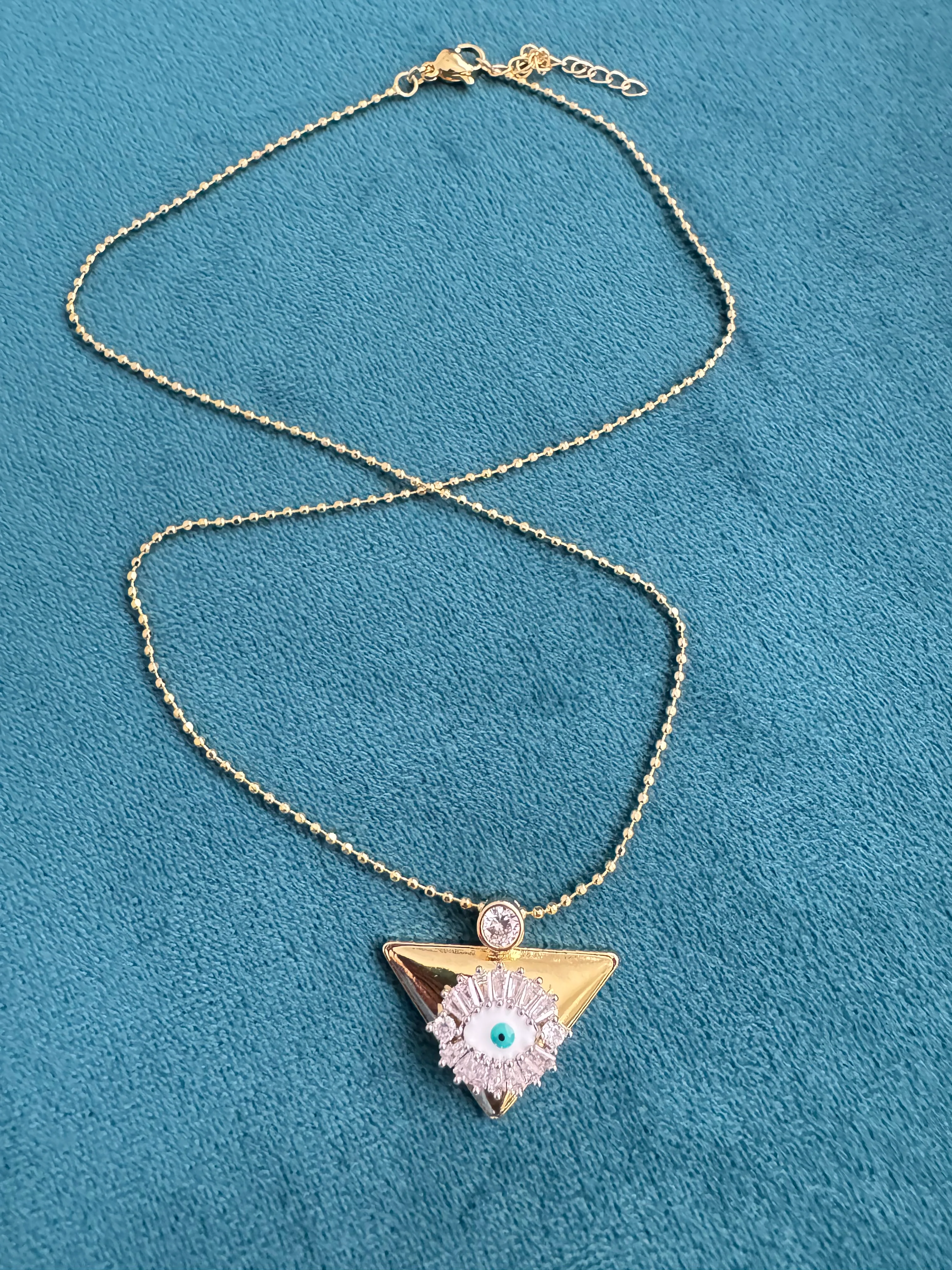 Lucky Eye Triangle Gold Necklace - Image 4