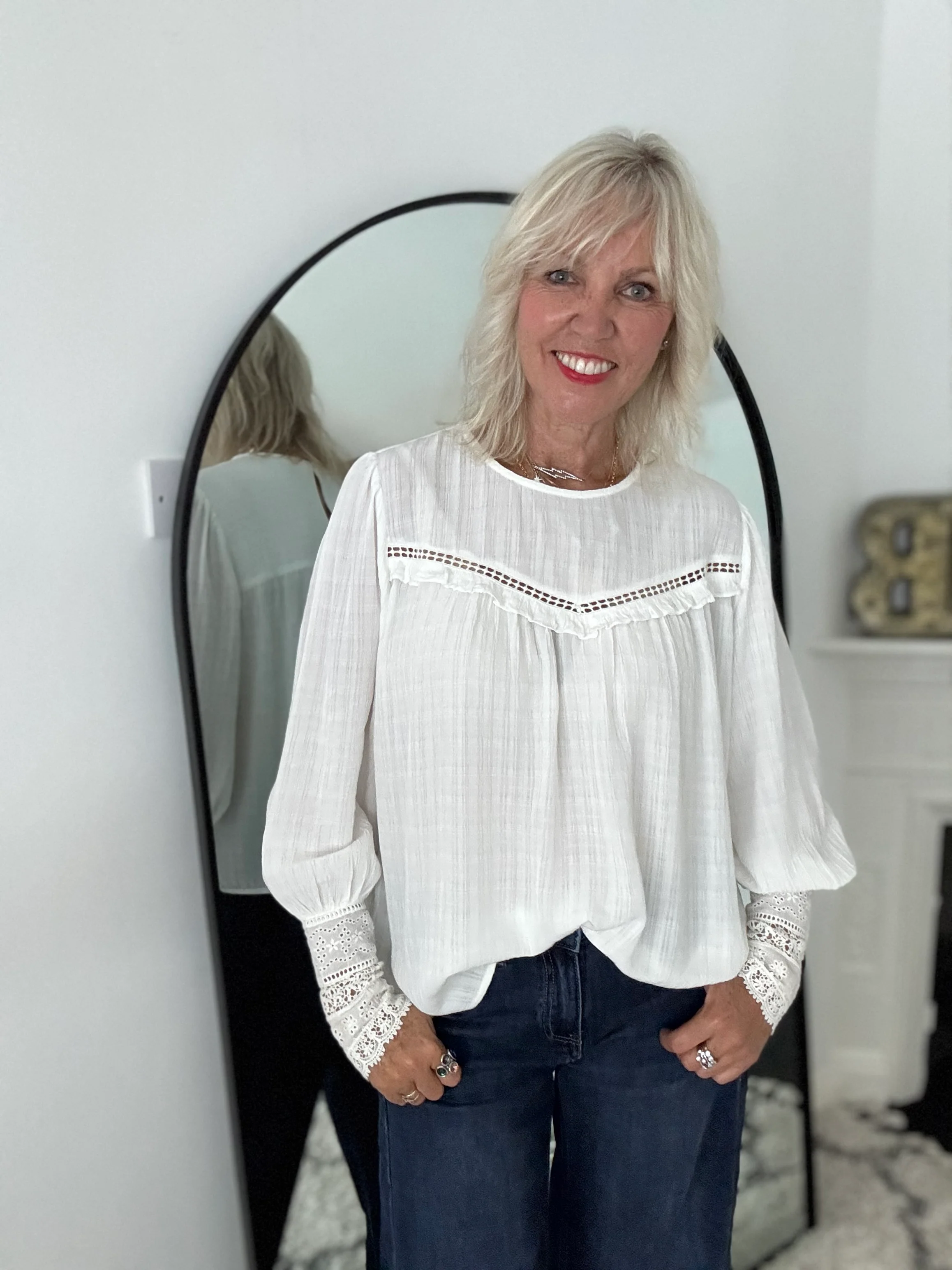 Luxe Blouse with Lace Cuffs - Image 3