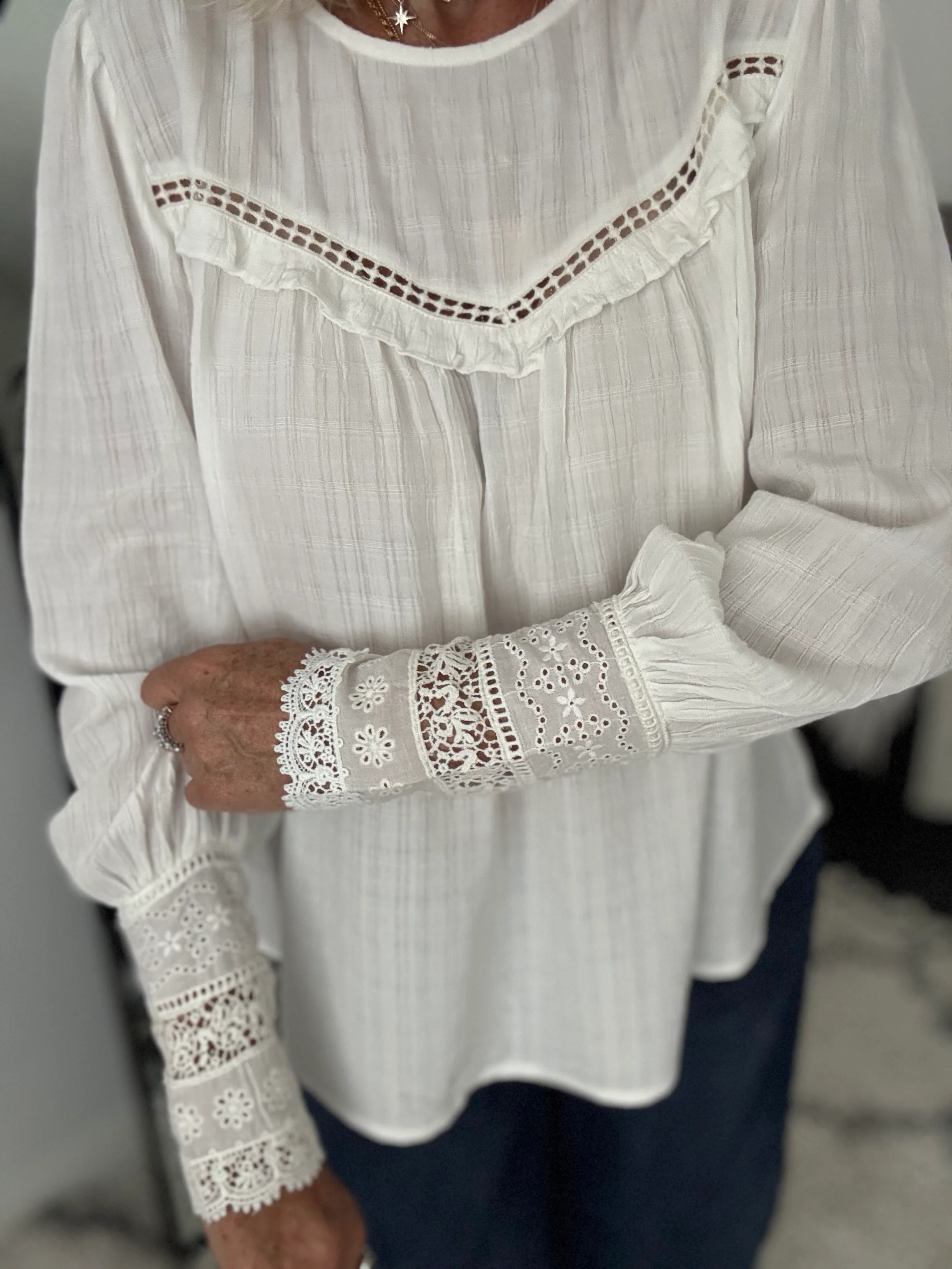 Luxe Blouse with Lace Cuffs - Image 4