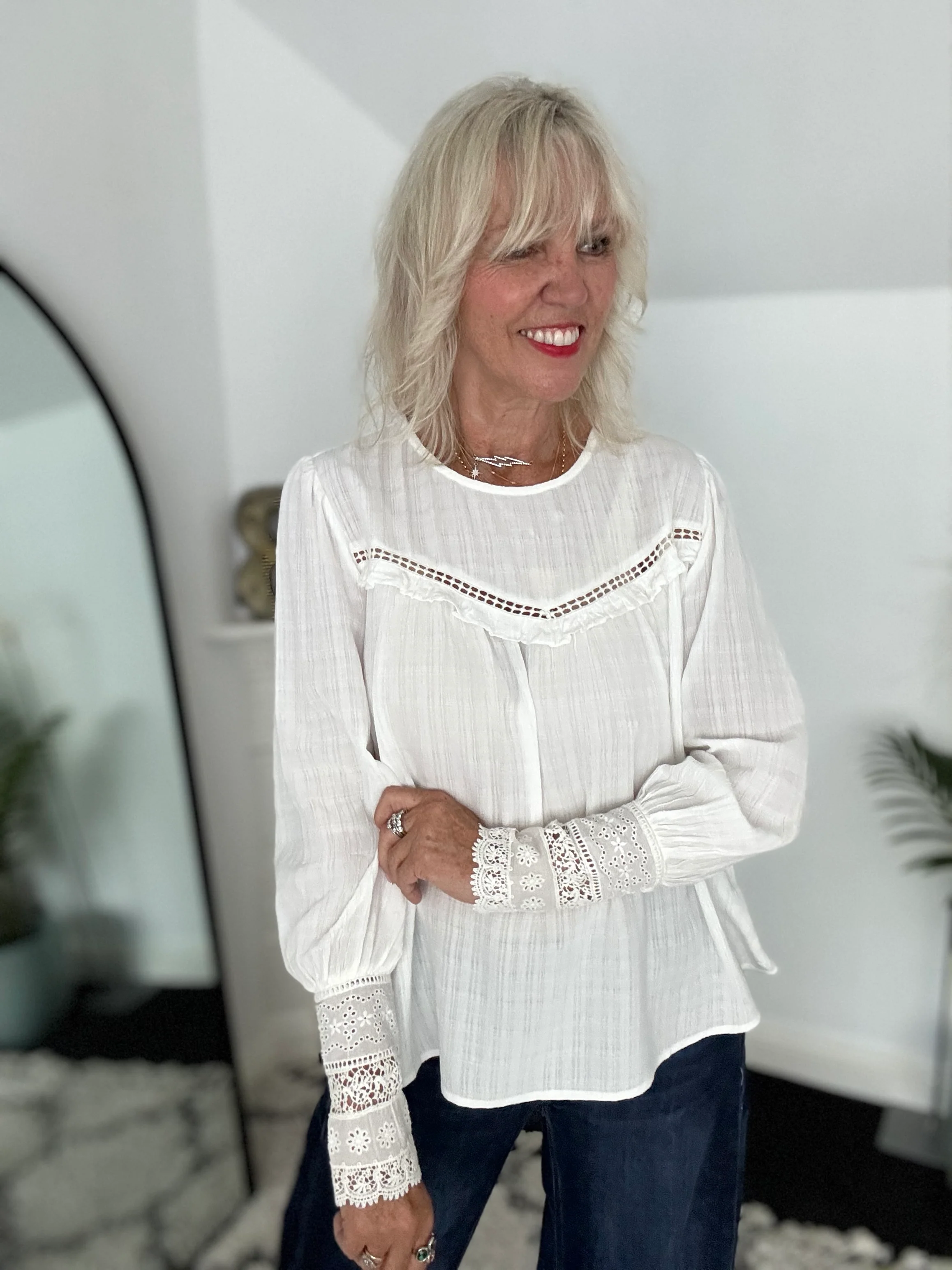 Luxe Blouse with Lace Cuffs - Image 5