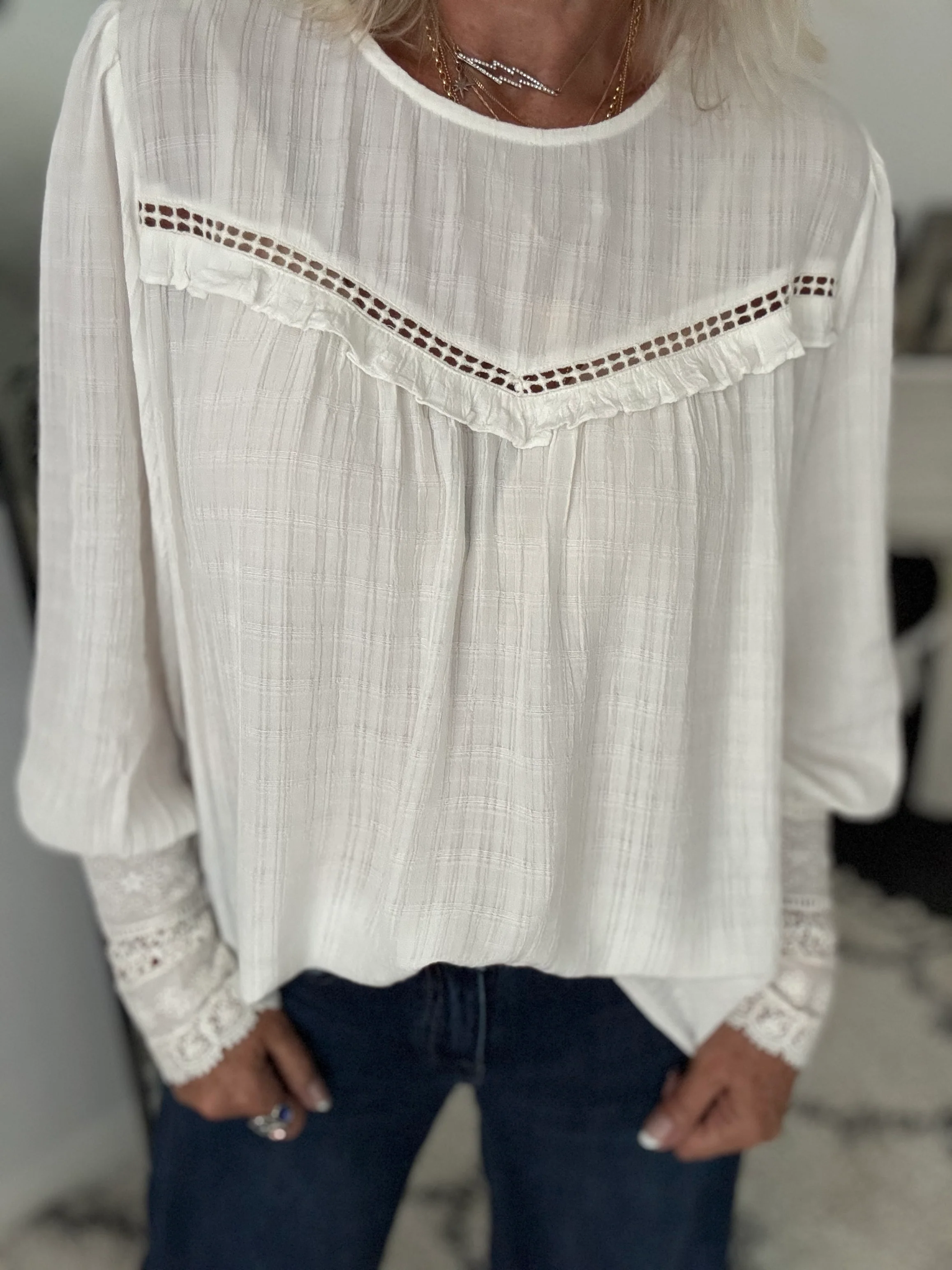 Luxe Blouse with Lace Cuffs - Image 7
