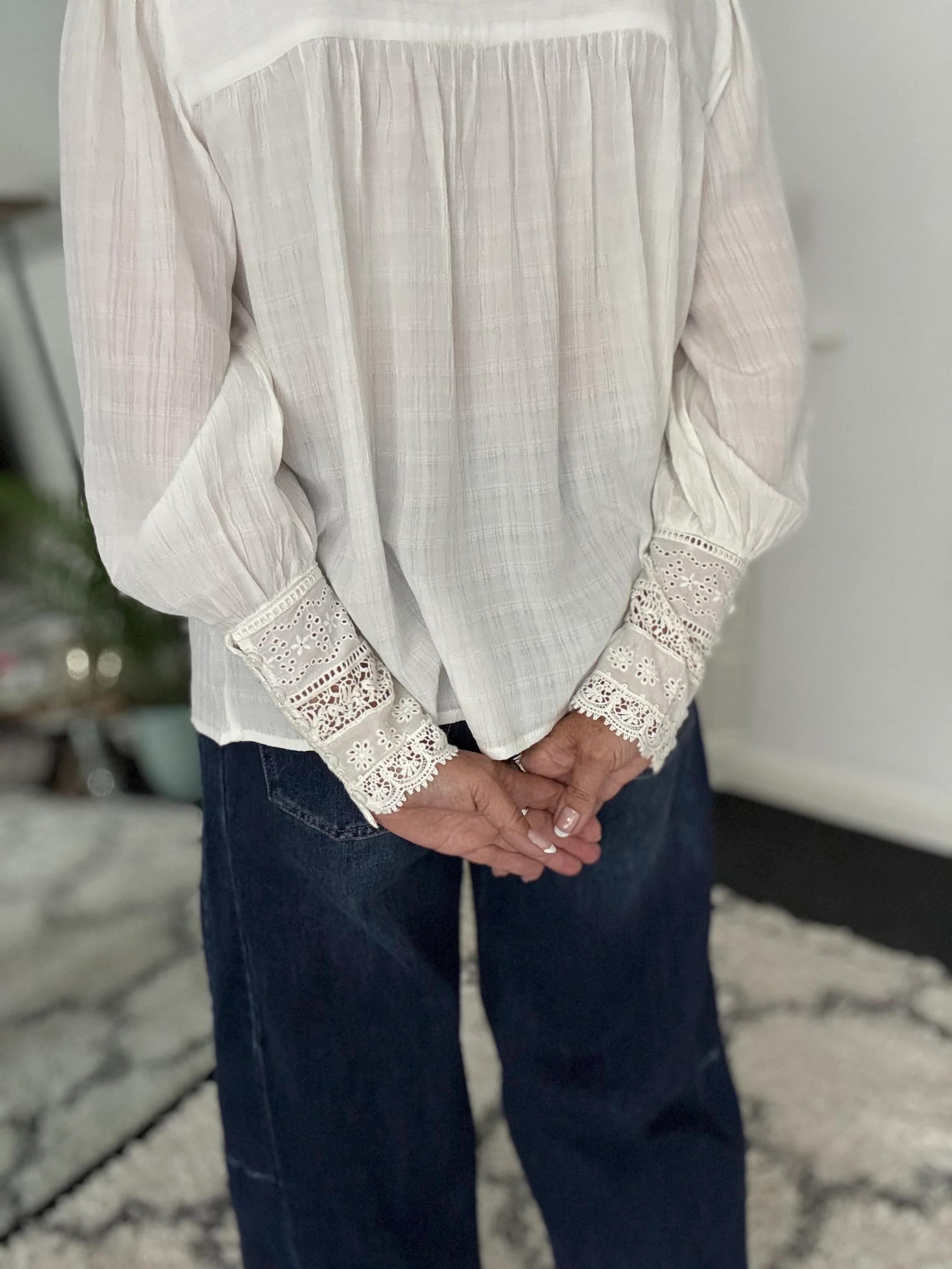 Luxe Blouse with Lace Cuffs - Image 8