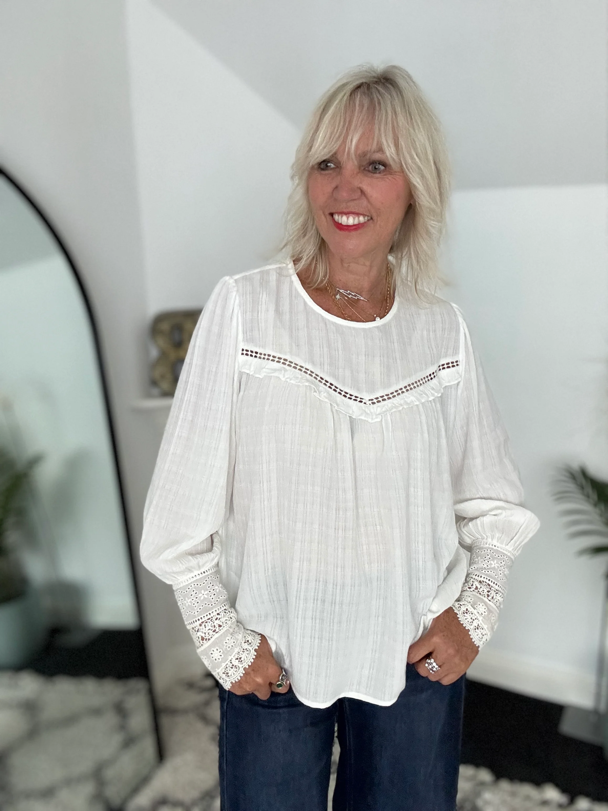 Luxe Blouse with Lace Cuffs - Image 9