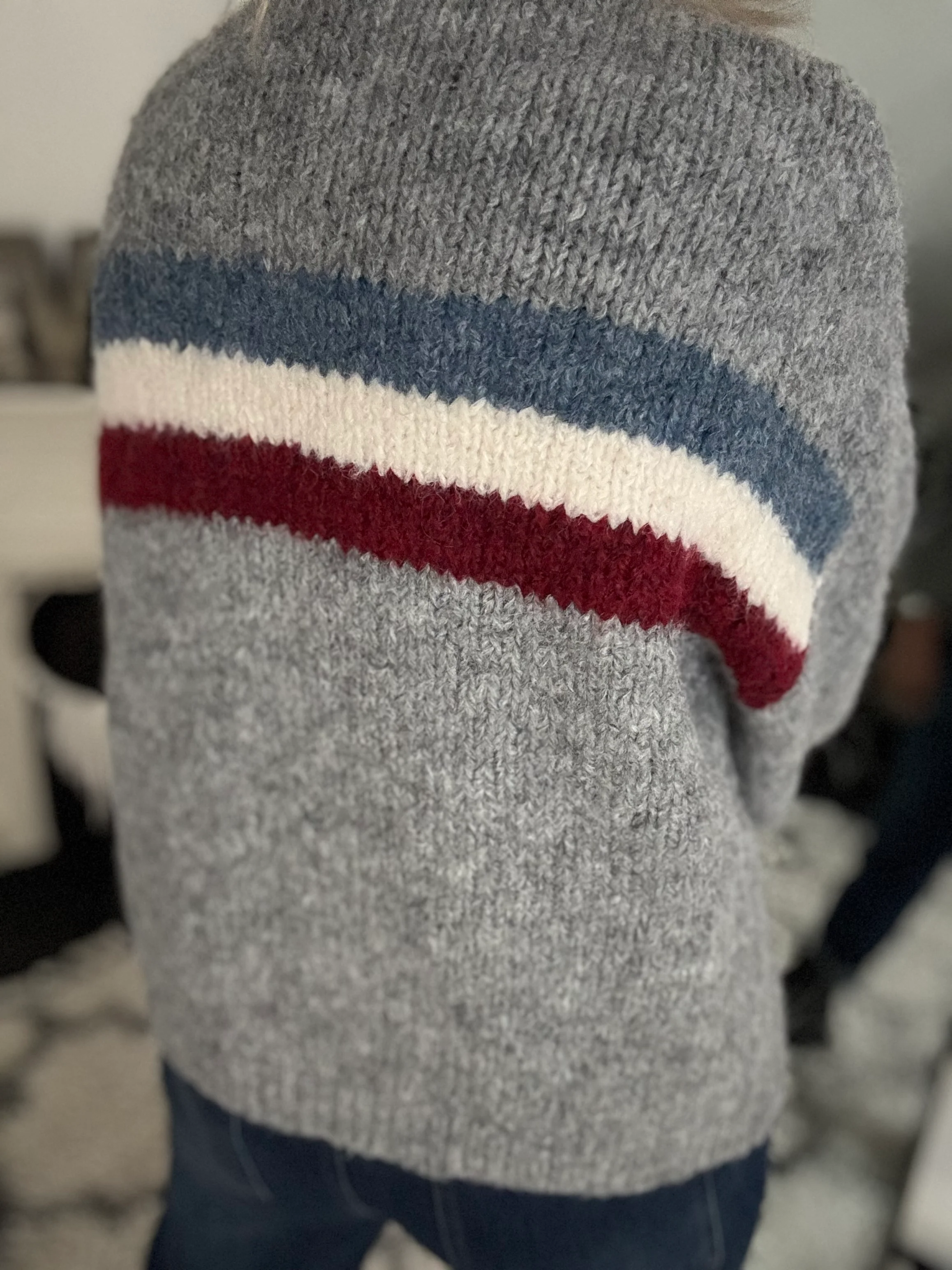 Soft Cardi with Stripes in Grey - Image 8