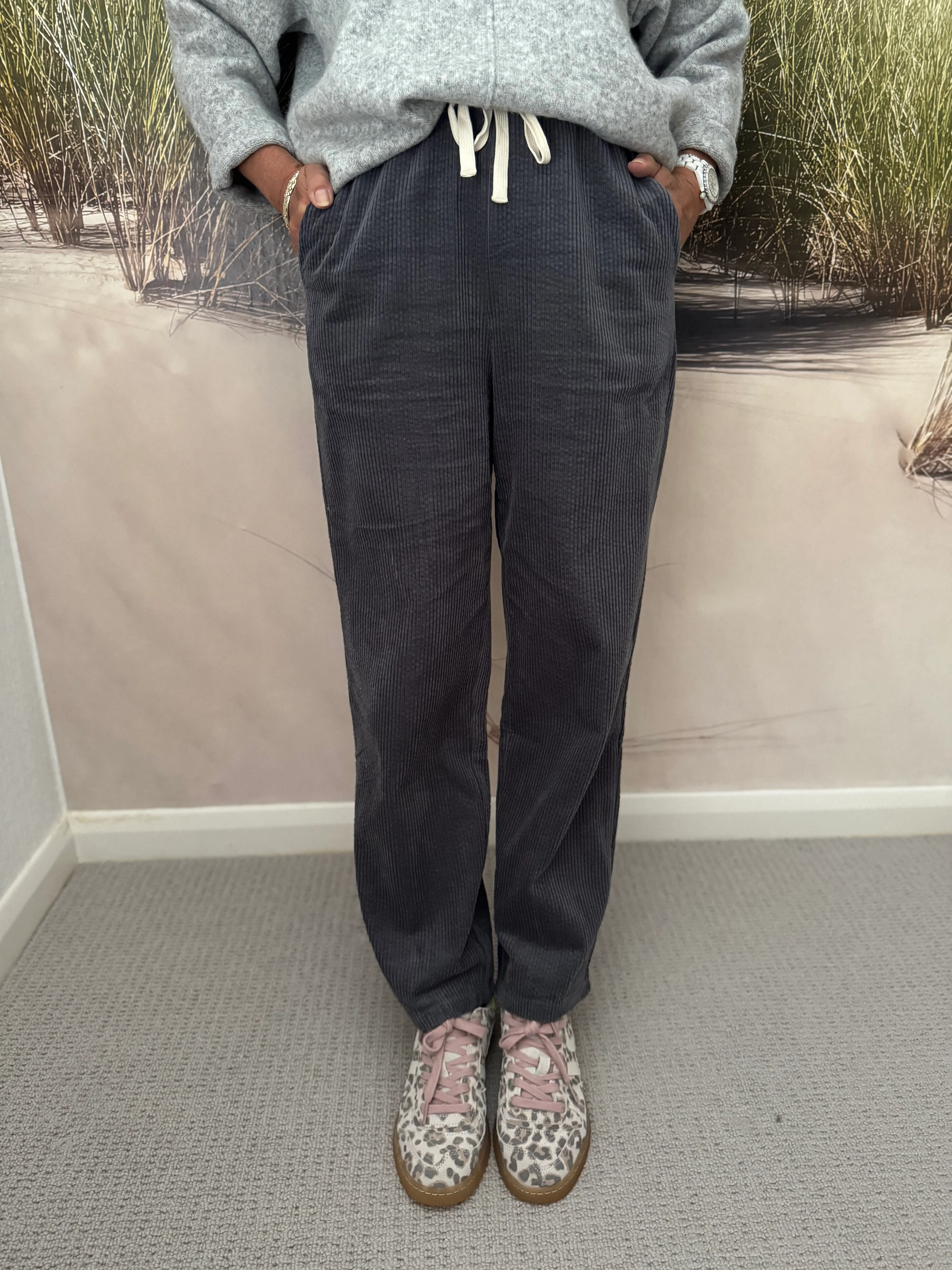 Luxe Cord Joggers in Deep Grey - Image 10