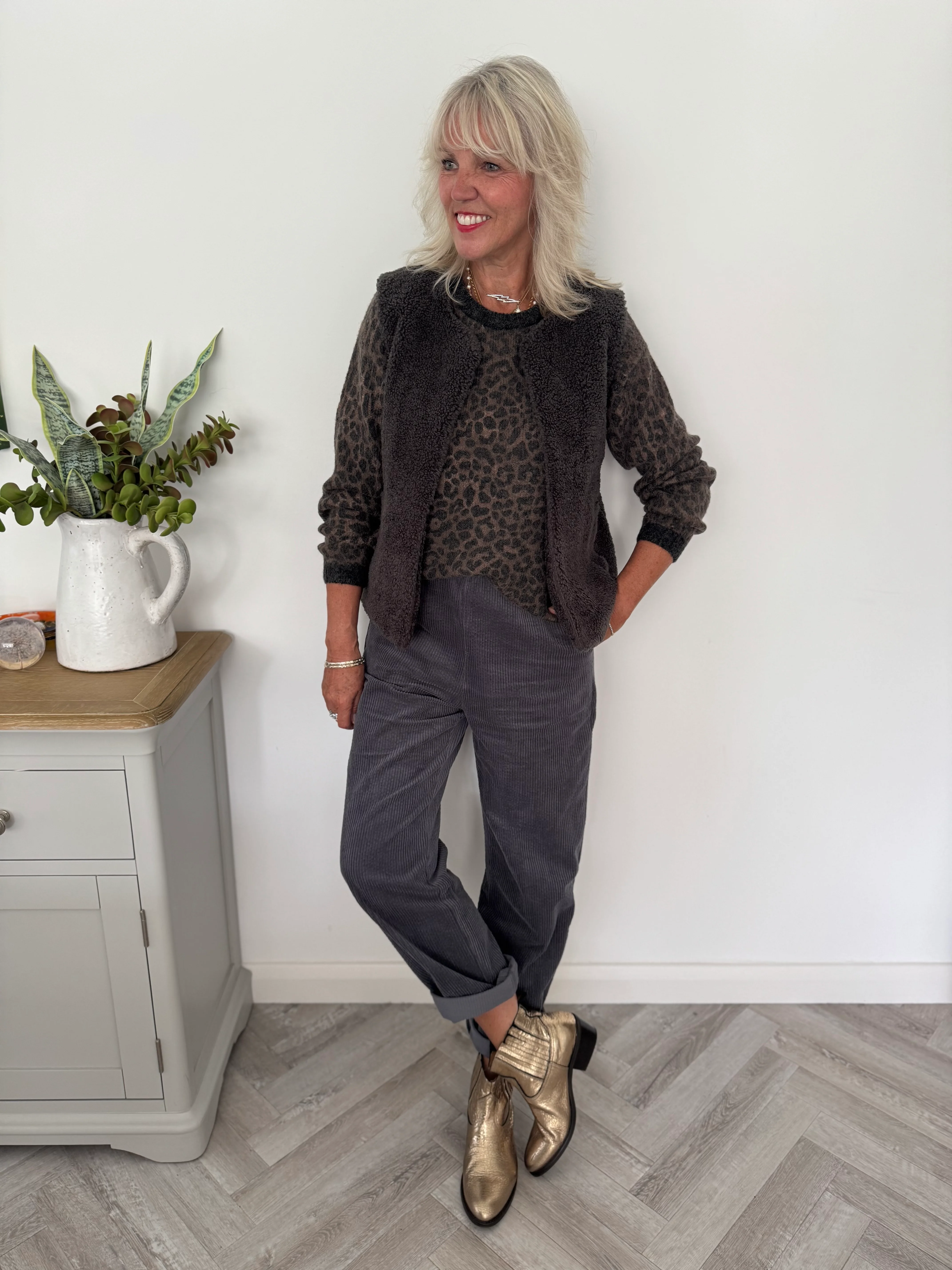 Luxe Cord Joggers in Deep Grey - Image 3