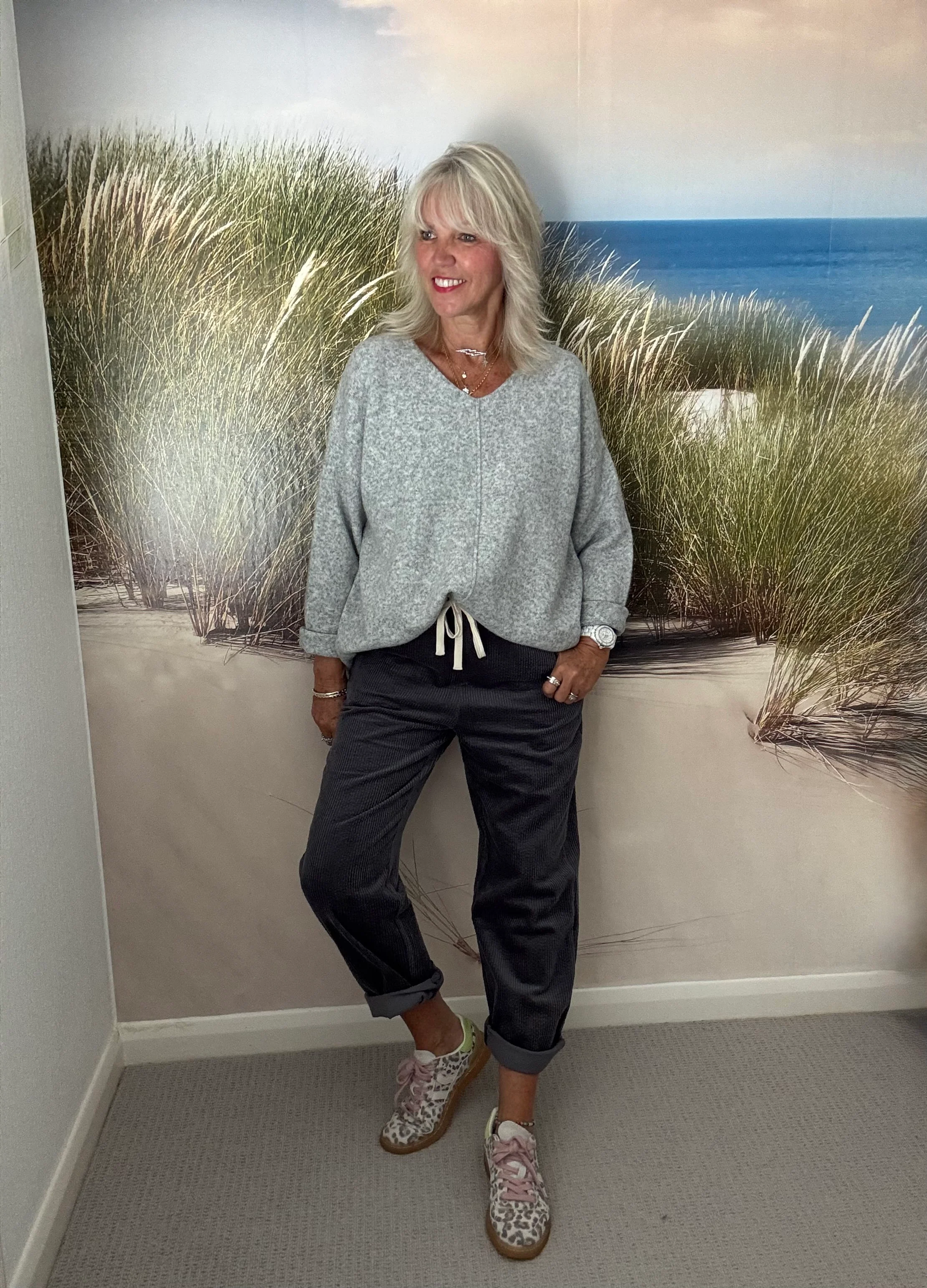 Luxe Cord Joggers in Deep Grey - Image 5