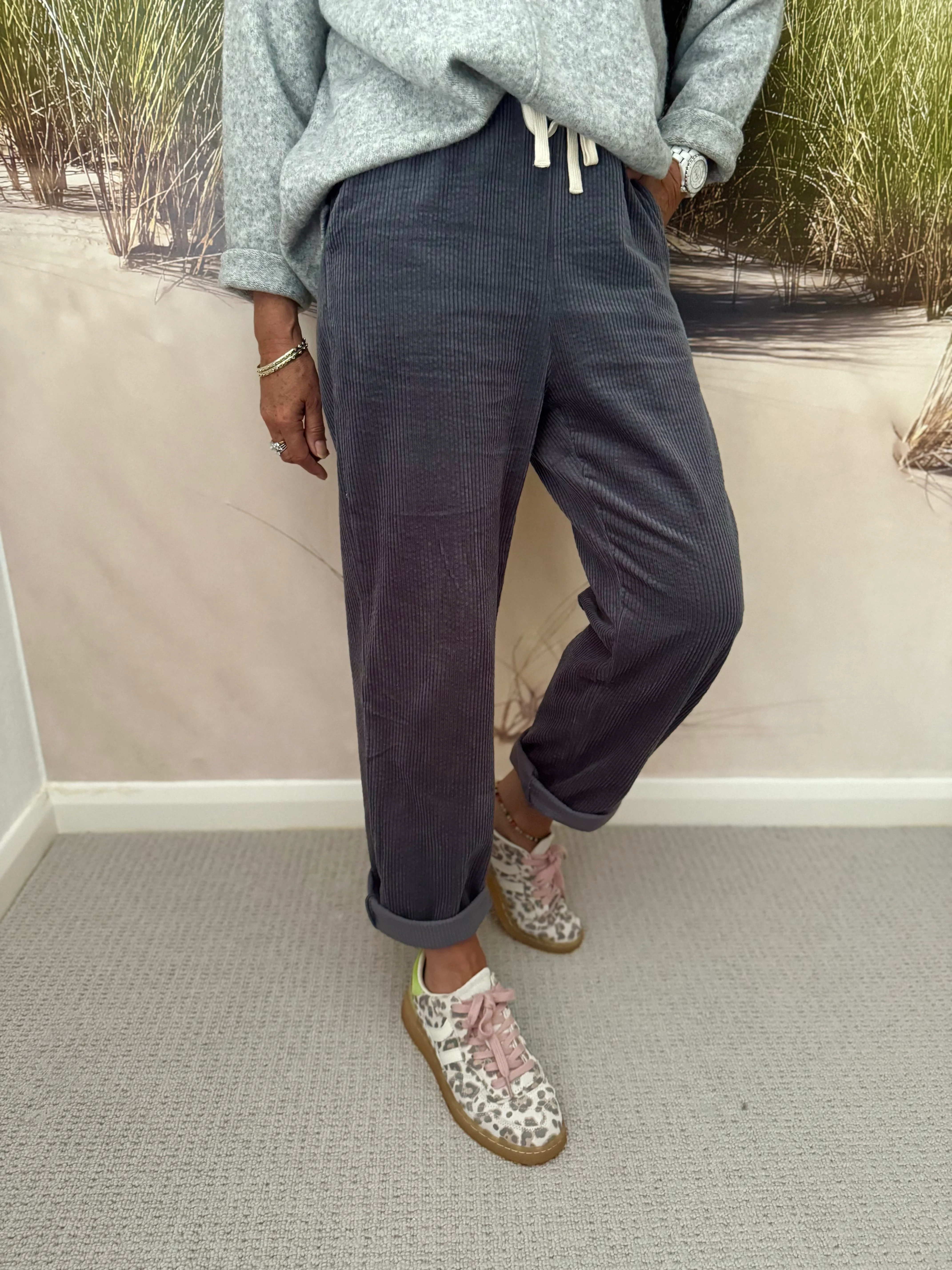 Luxe Cord Joggers in Deep Grey - Image 7