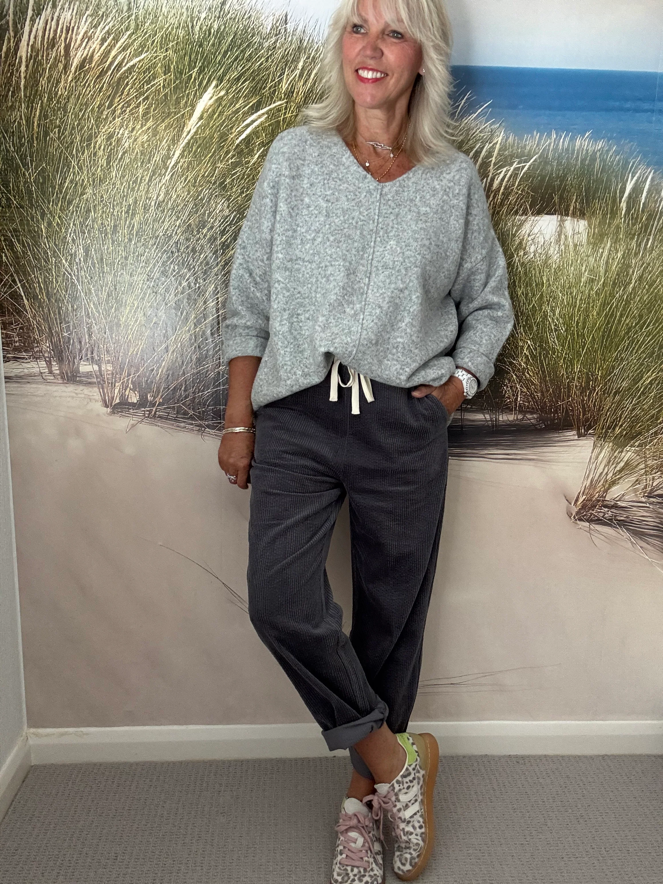 Luxe Cord Joggers in Deep Grey - Image 9