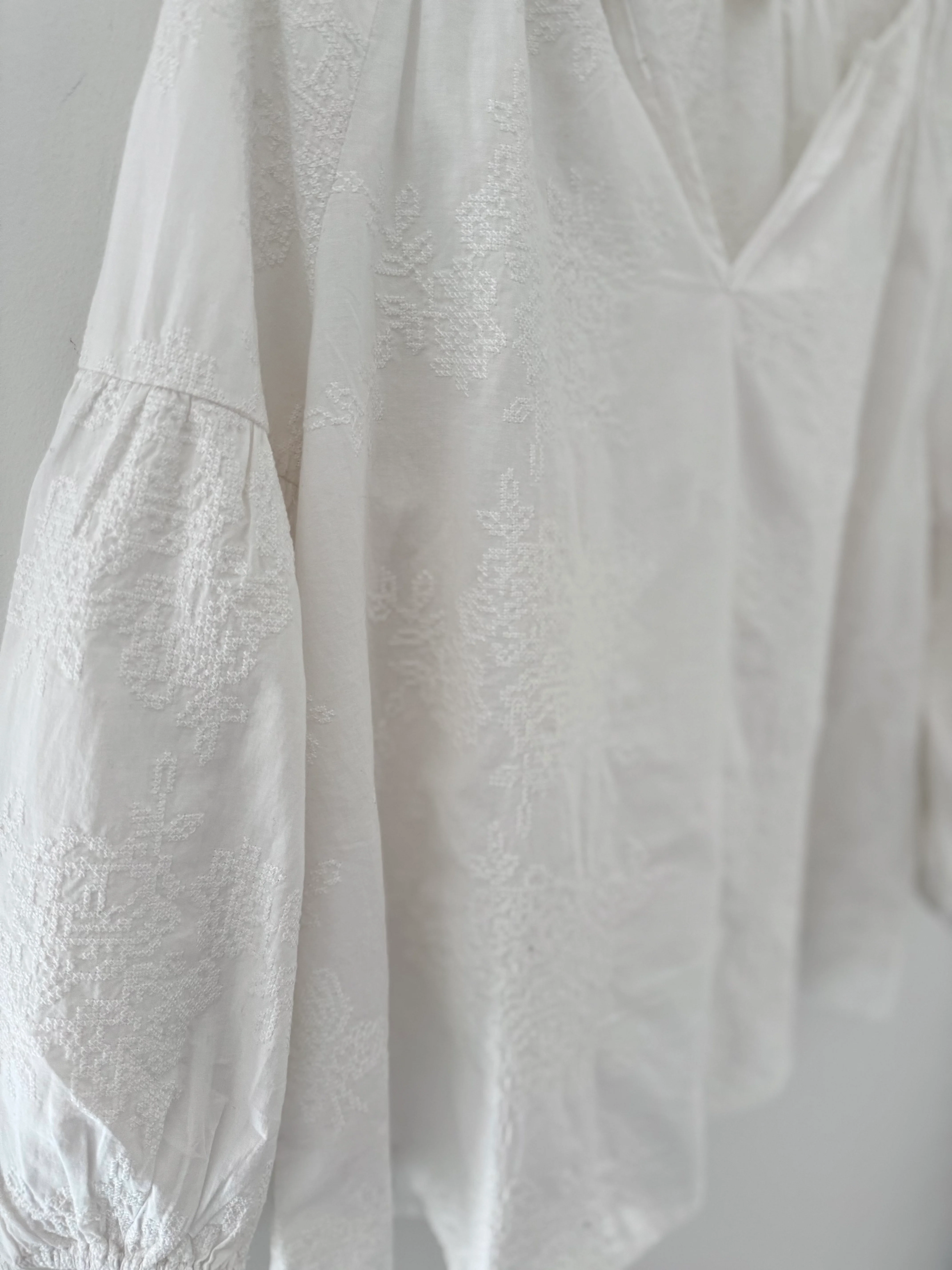 Luxe Embroidered Blouse in Ivory - Image 10