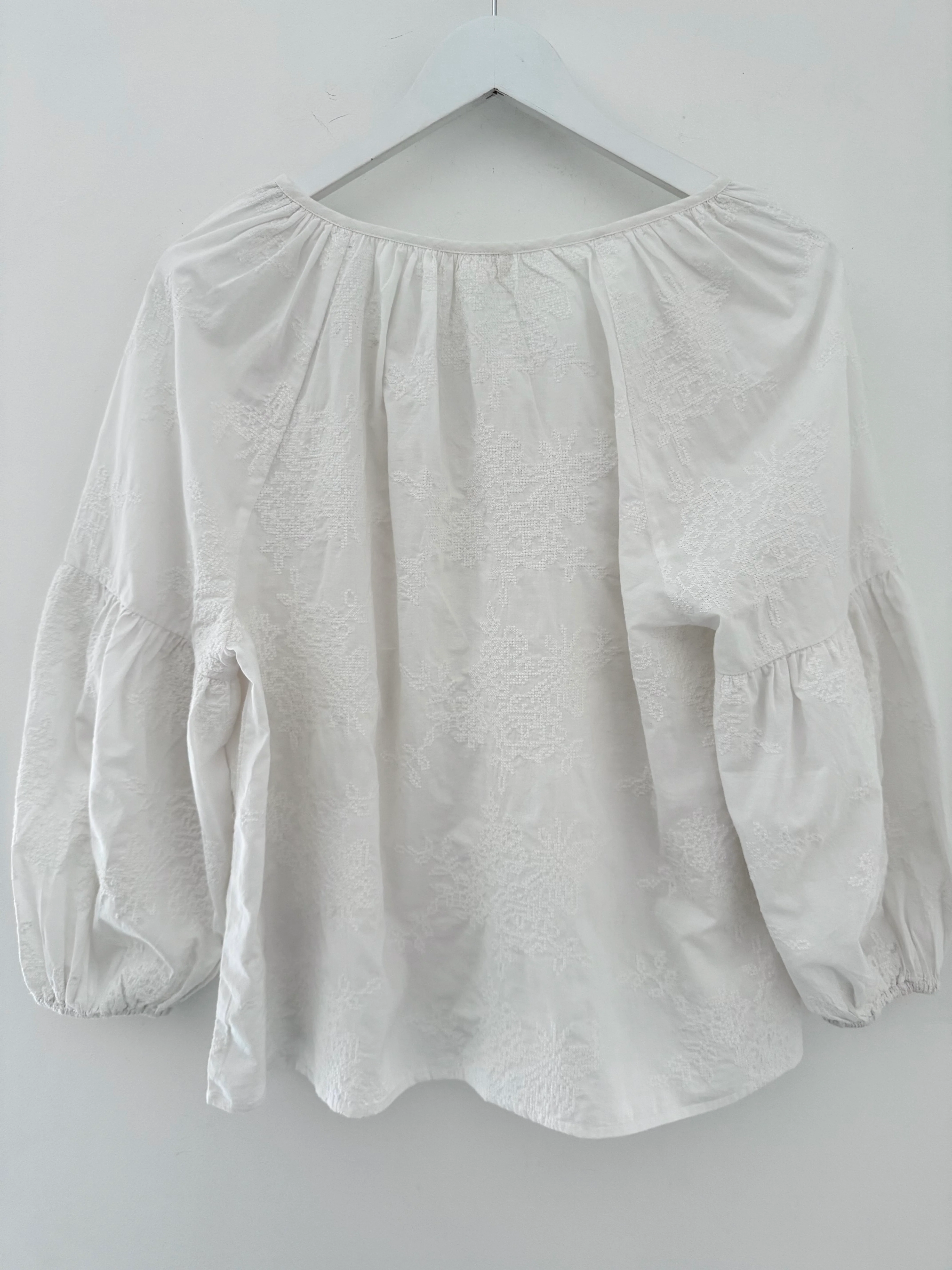 Luxe Embroidered Blouse in Ivory - Image 12