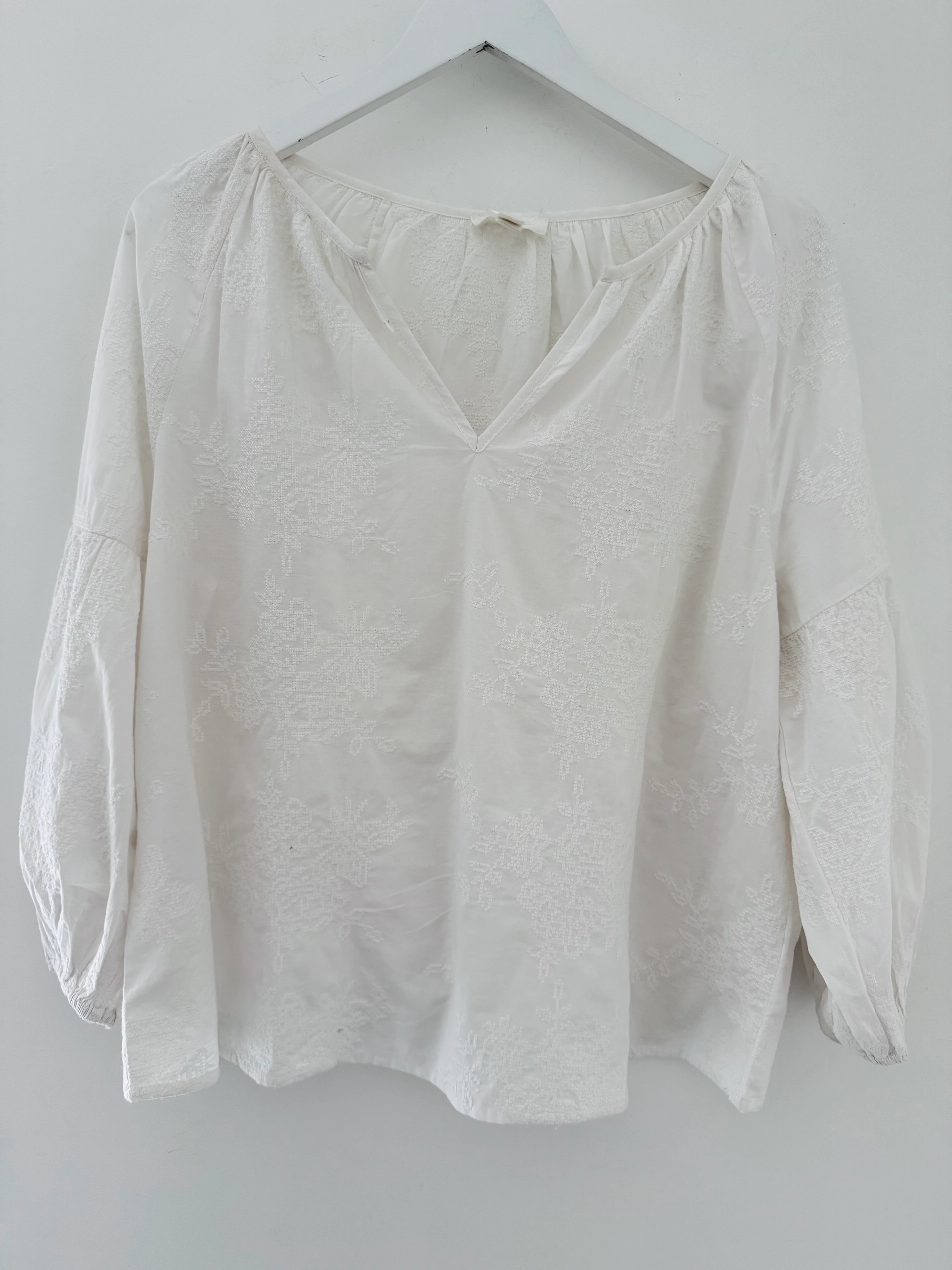 Luxe Embroidered Blouse in Ivory - Image 9