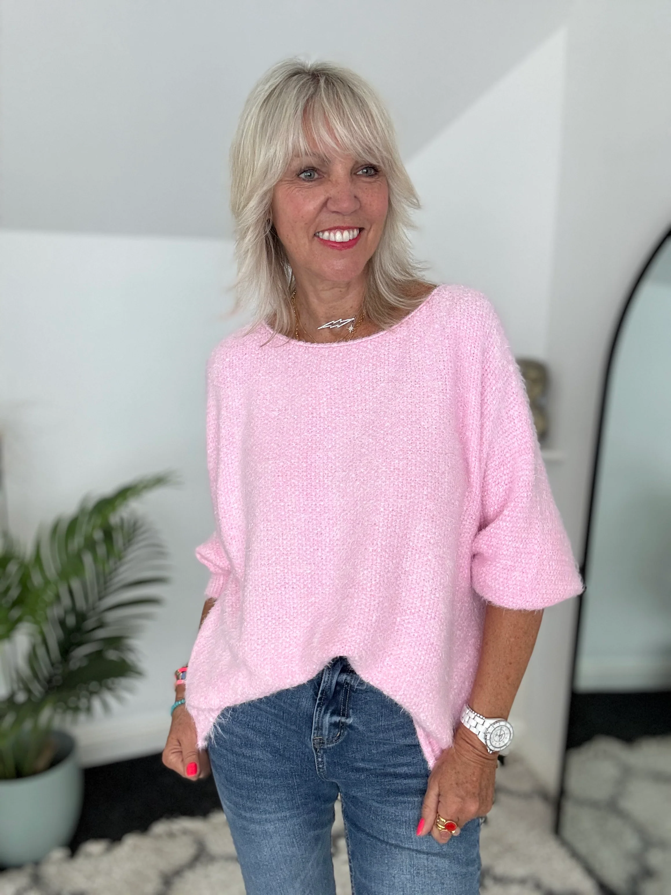 Luxe Fluffy Jumper in Baby Pink - Image 4