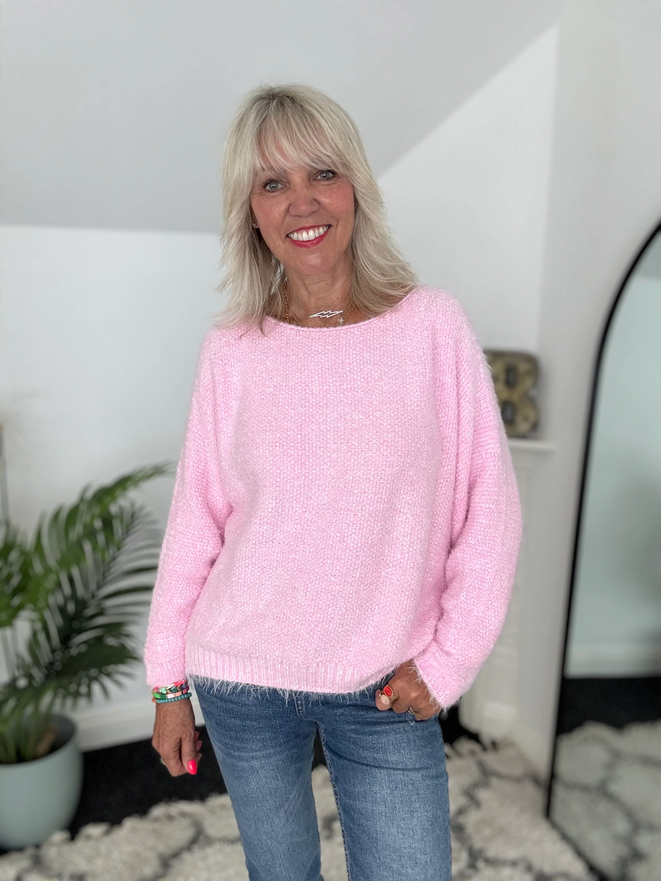 Luxe Fluffy Jumper in Baby Pink - Image 5