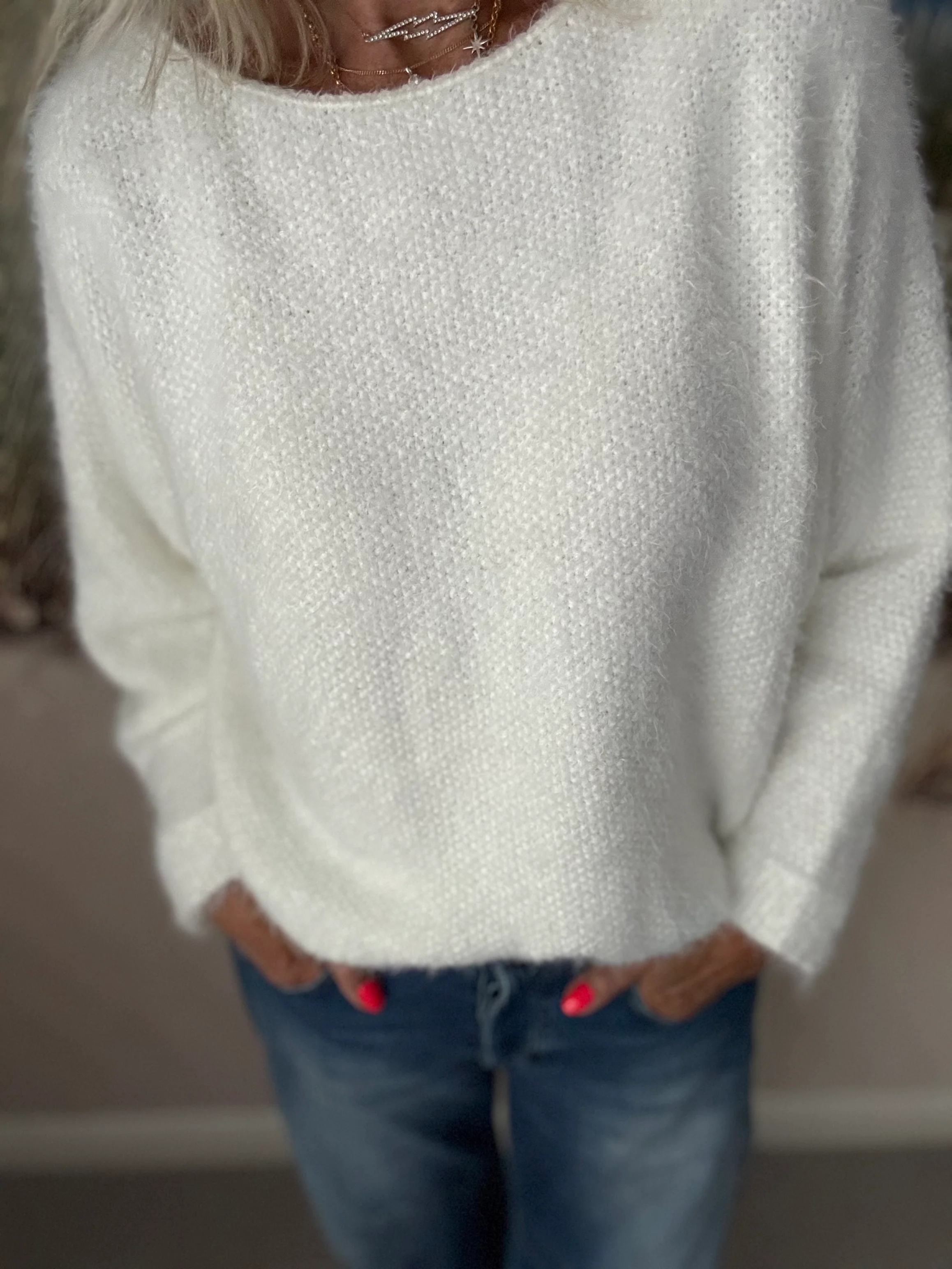 Luxe Fluffy Jumper in Ivory - Image 3