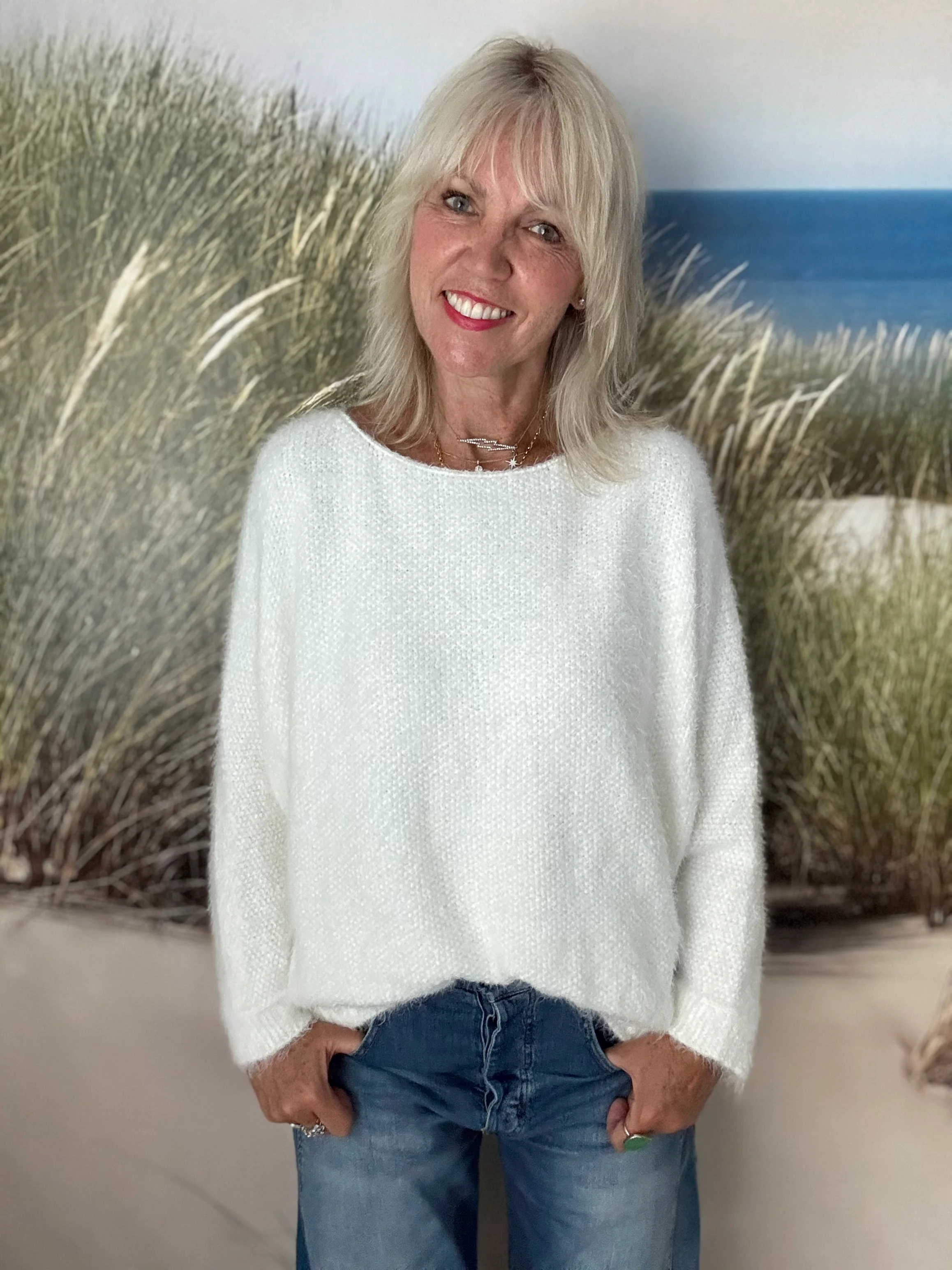 Luxe Fluffy Jumper in Ivory - Image 5