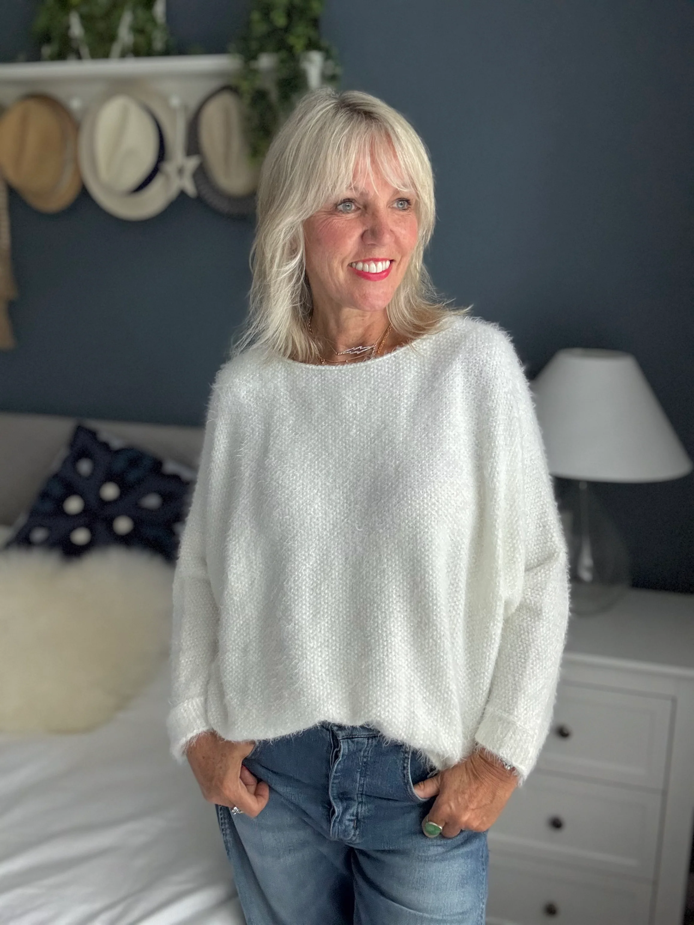 Luxe Fluffy Jumper in Ivory - Image 6