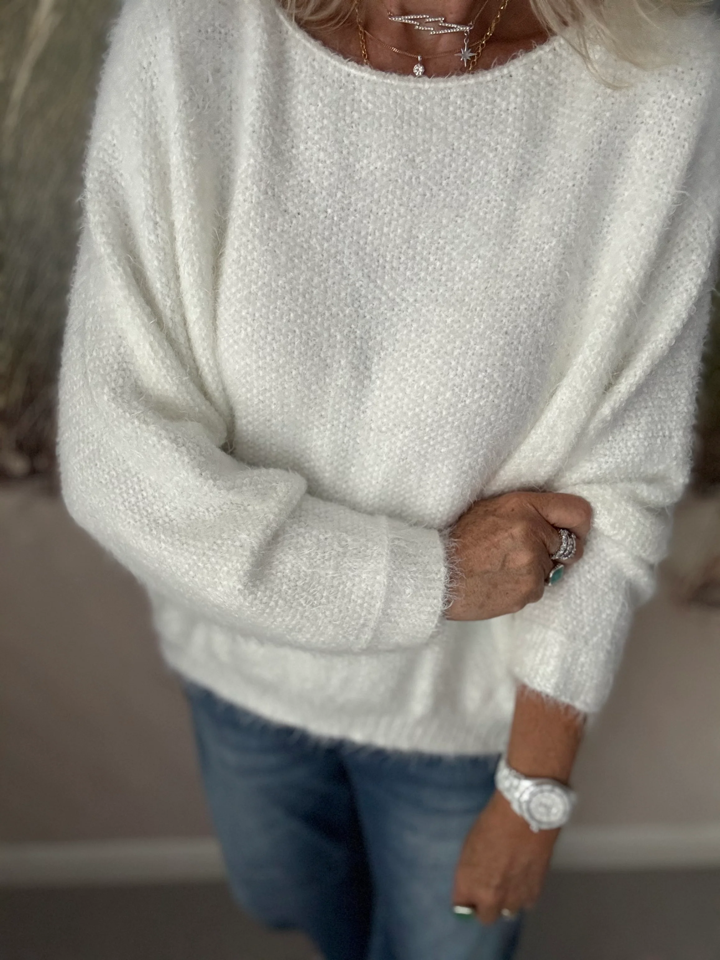 Luxe Fluffy Jumper in Ivory - Image 9