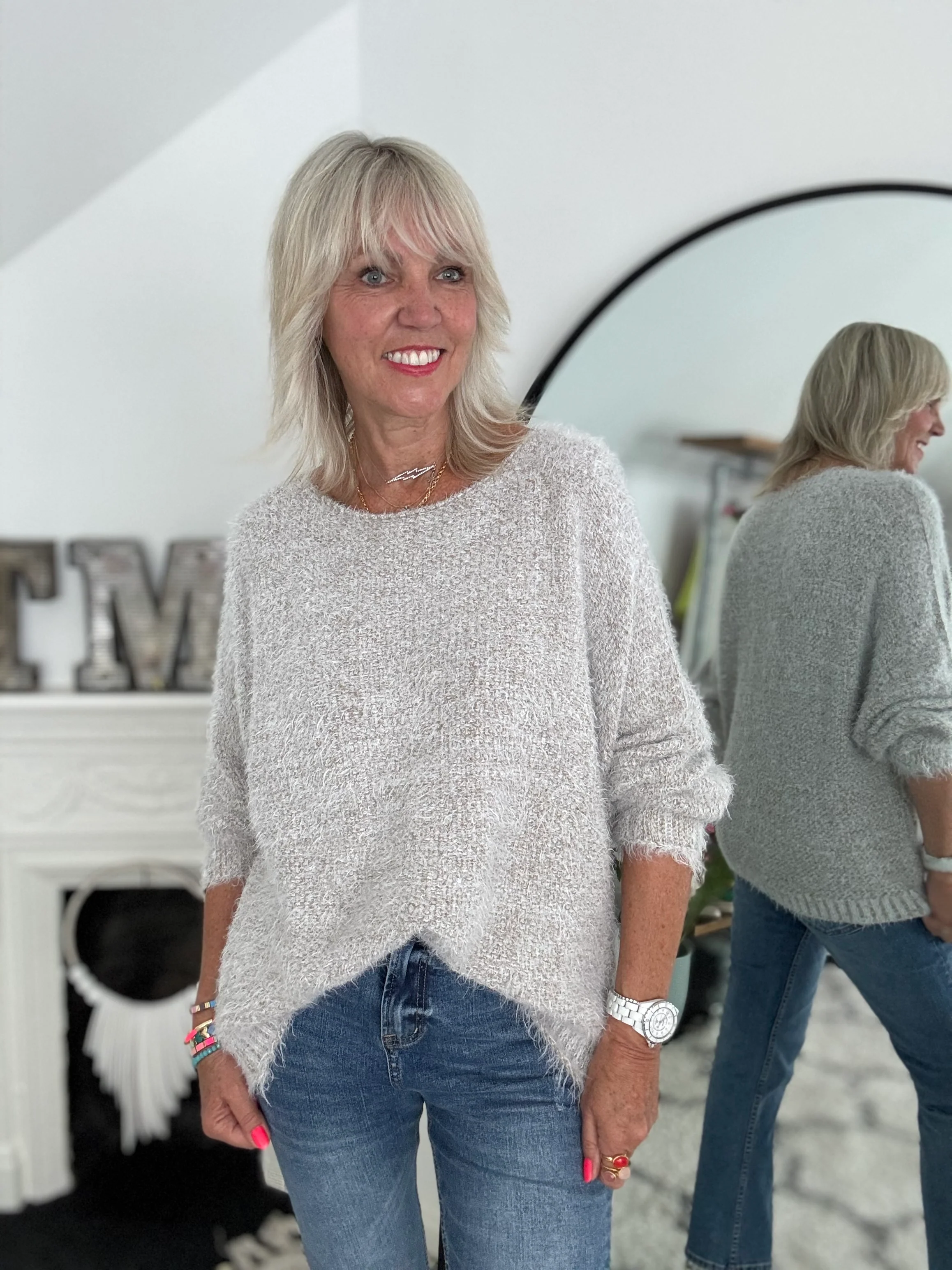 Luxe Fluffy Jumper in Light Mocha - Image 3