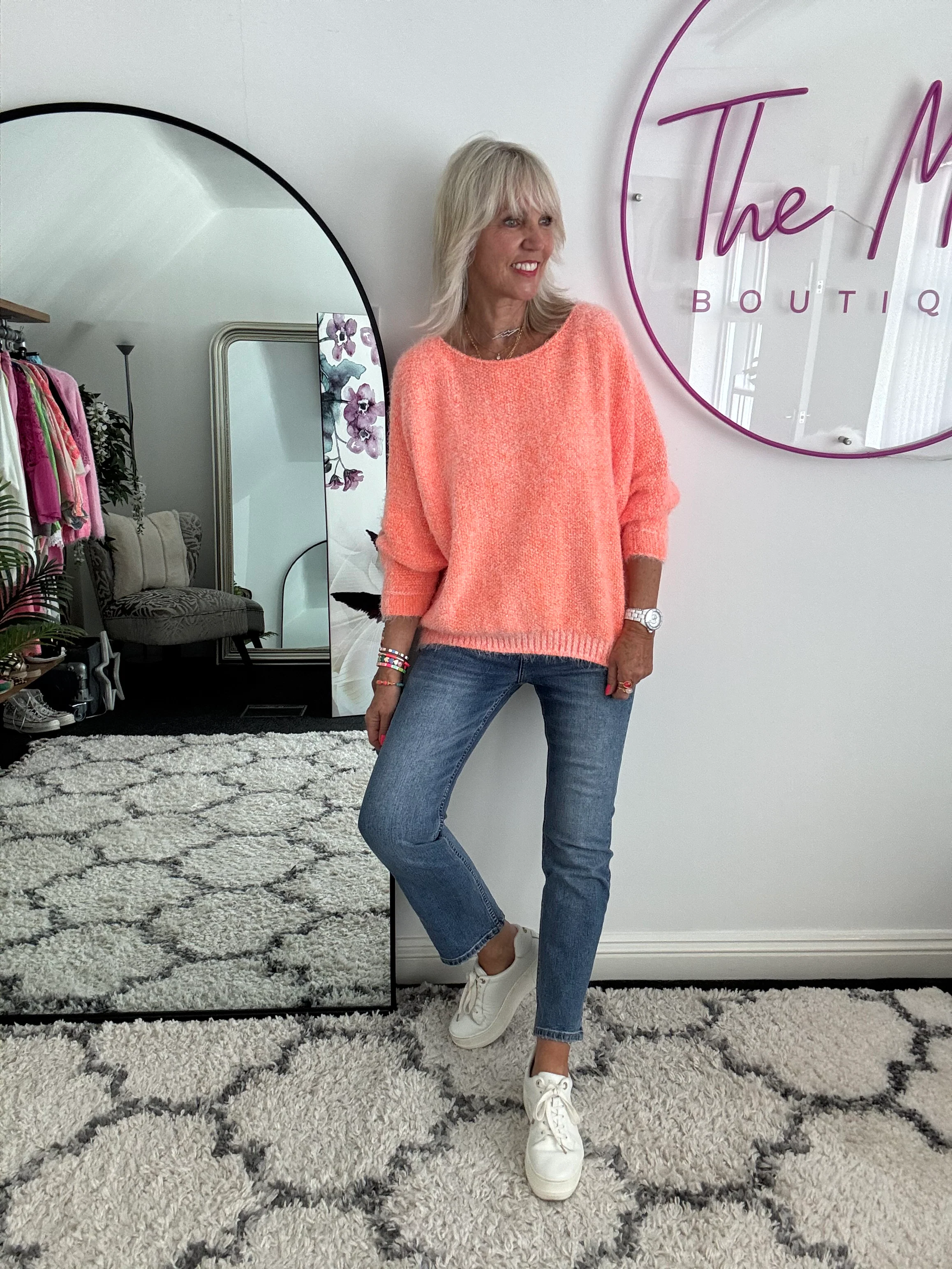 Luxe Fluffy Jumper in Orange Sherbert - Image 3