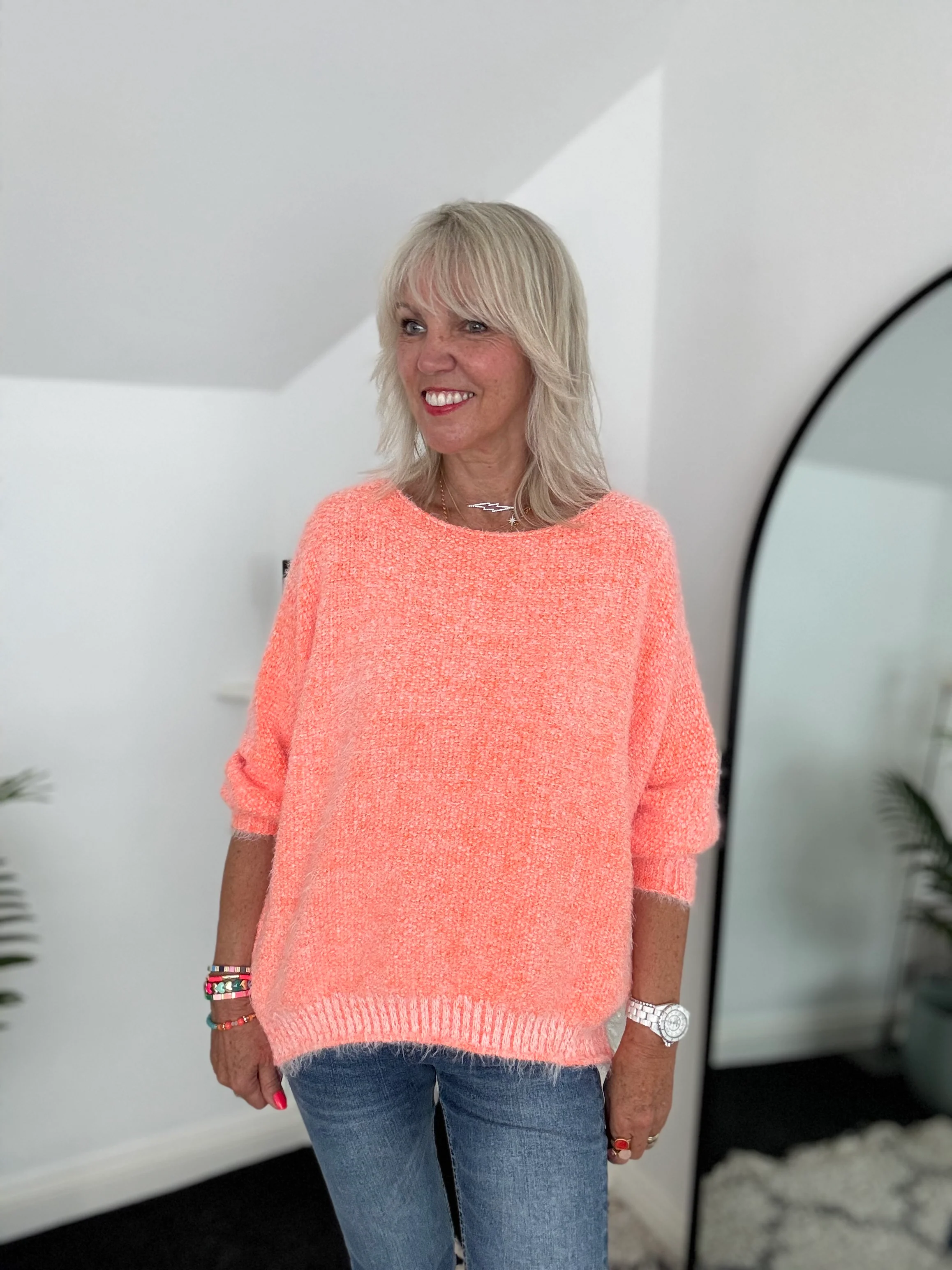 Luxe Fluffy Jumper in Orange Sherbert - Image 4