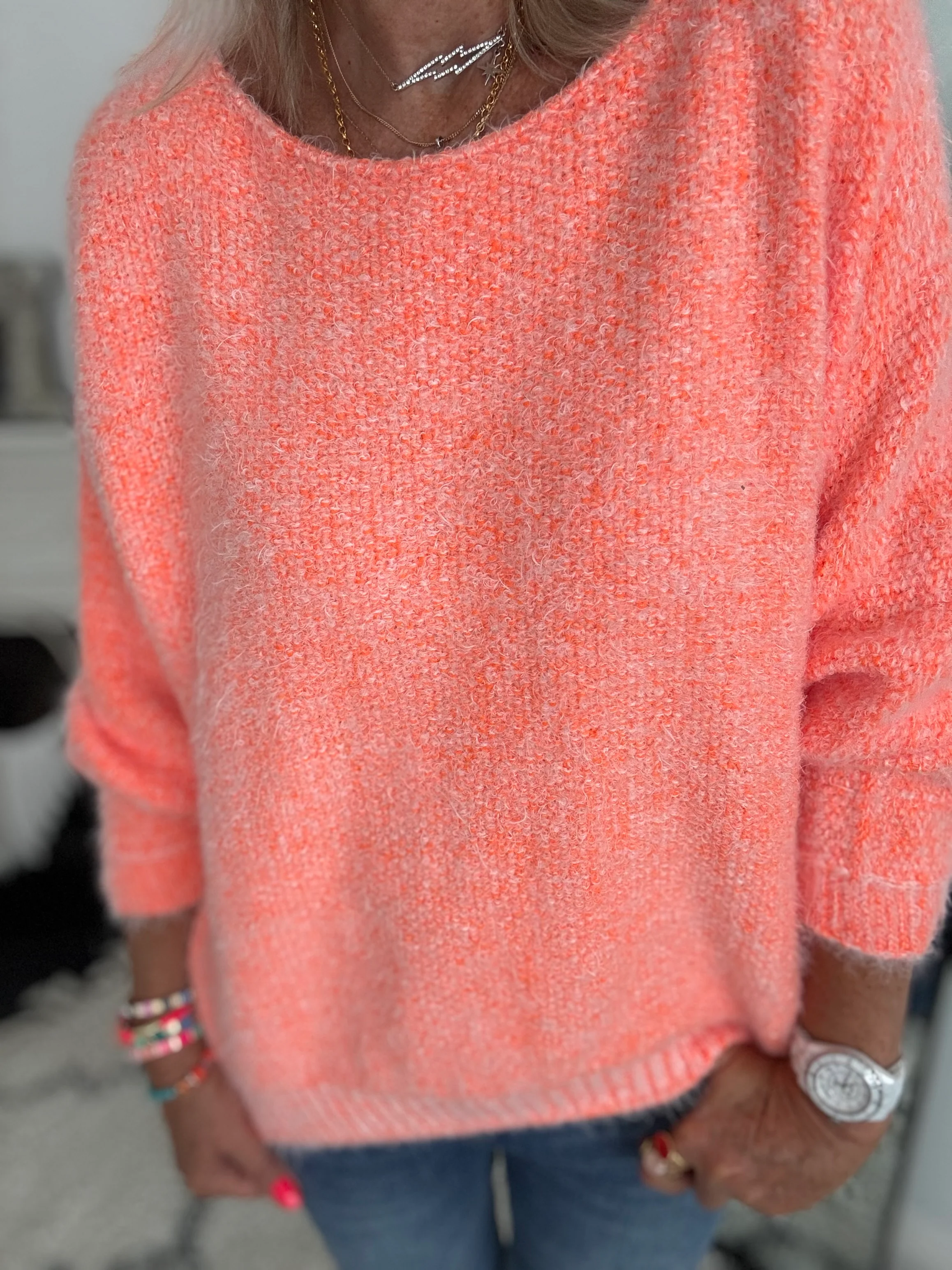 Luxe Fluffy Jumper in Orange Sherbert - Image 5