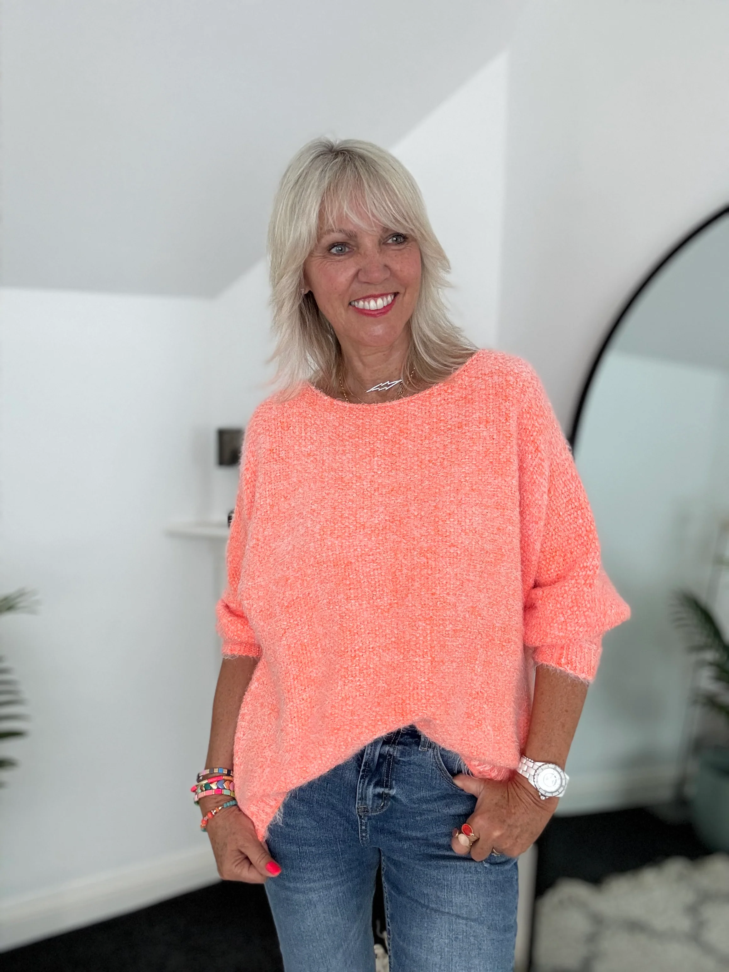 Luxe Fluffy Jumper in Orange Sherbert - Image 7