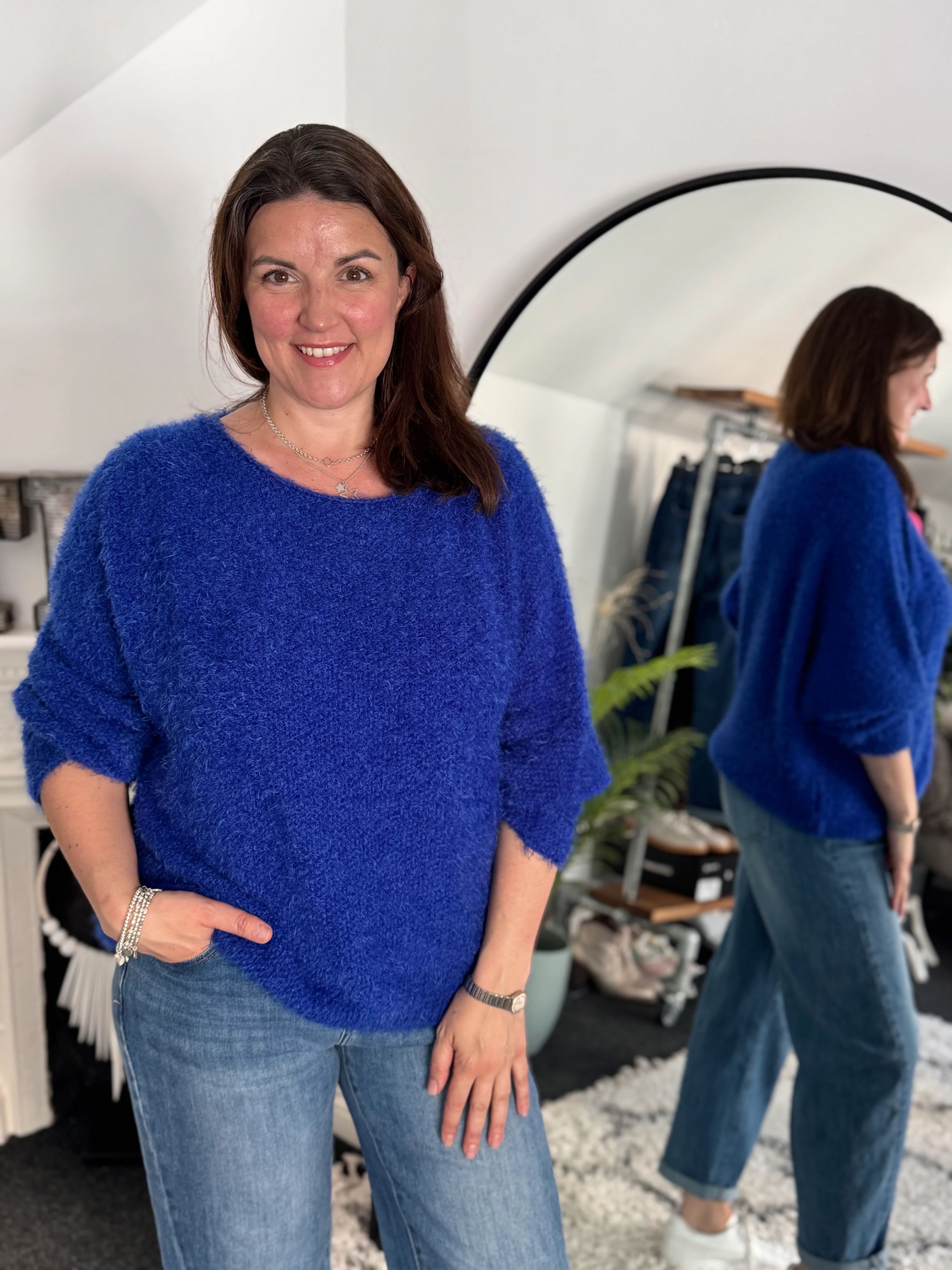 Luxe Fluffy Jumper in Royal Blue - Image 3