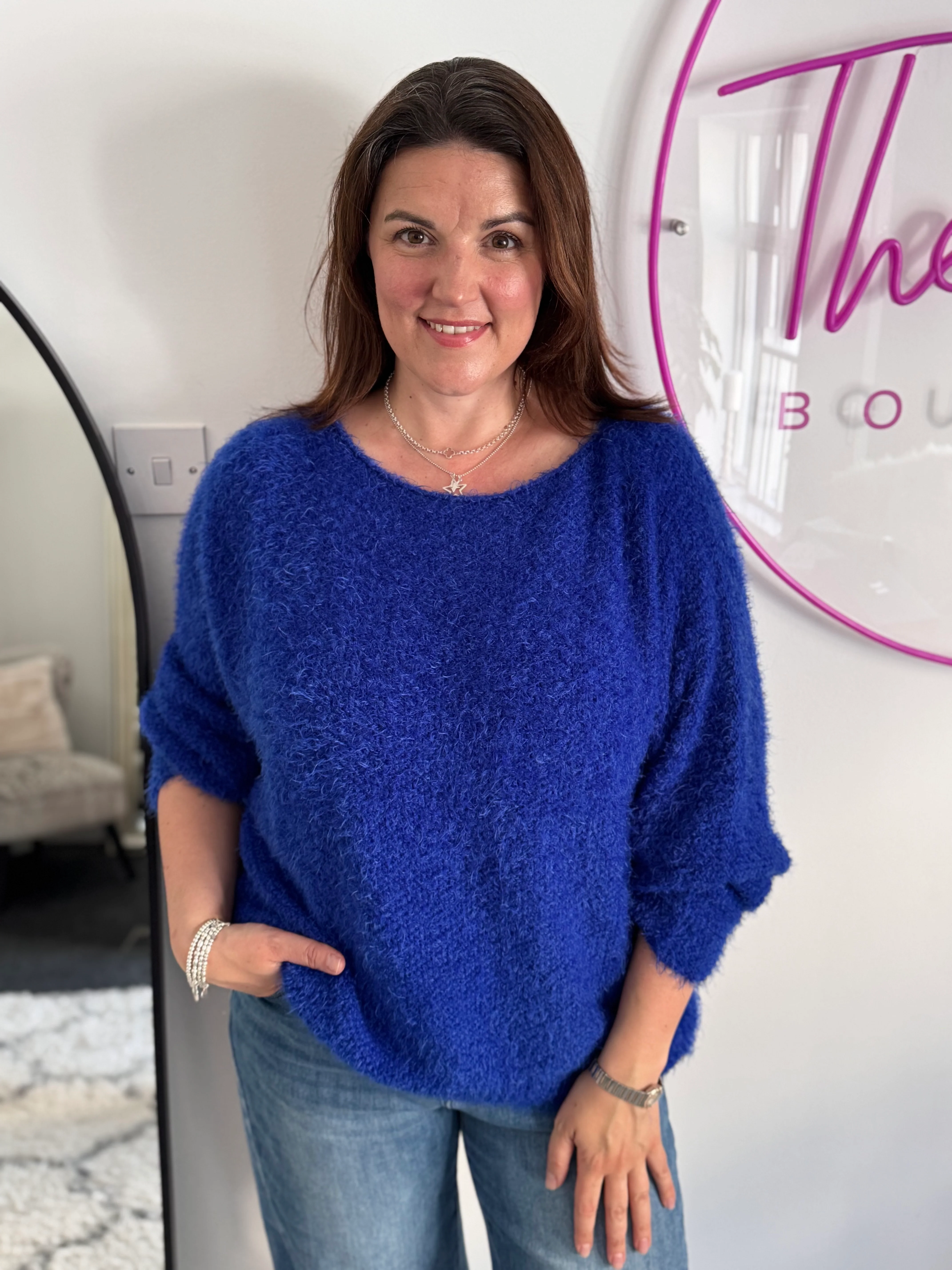 Luxe Fluffy Jumper in Royal Blue - Image 4
