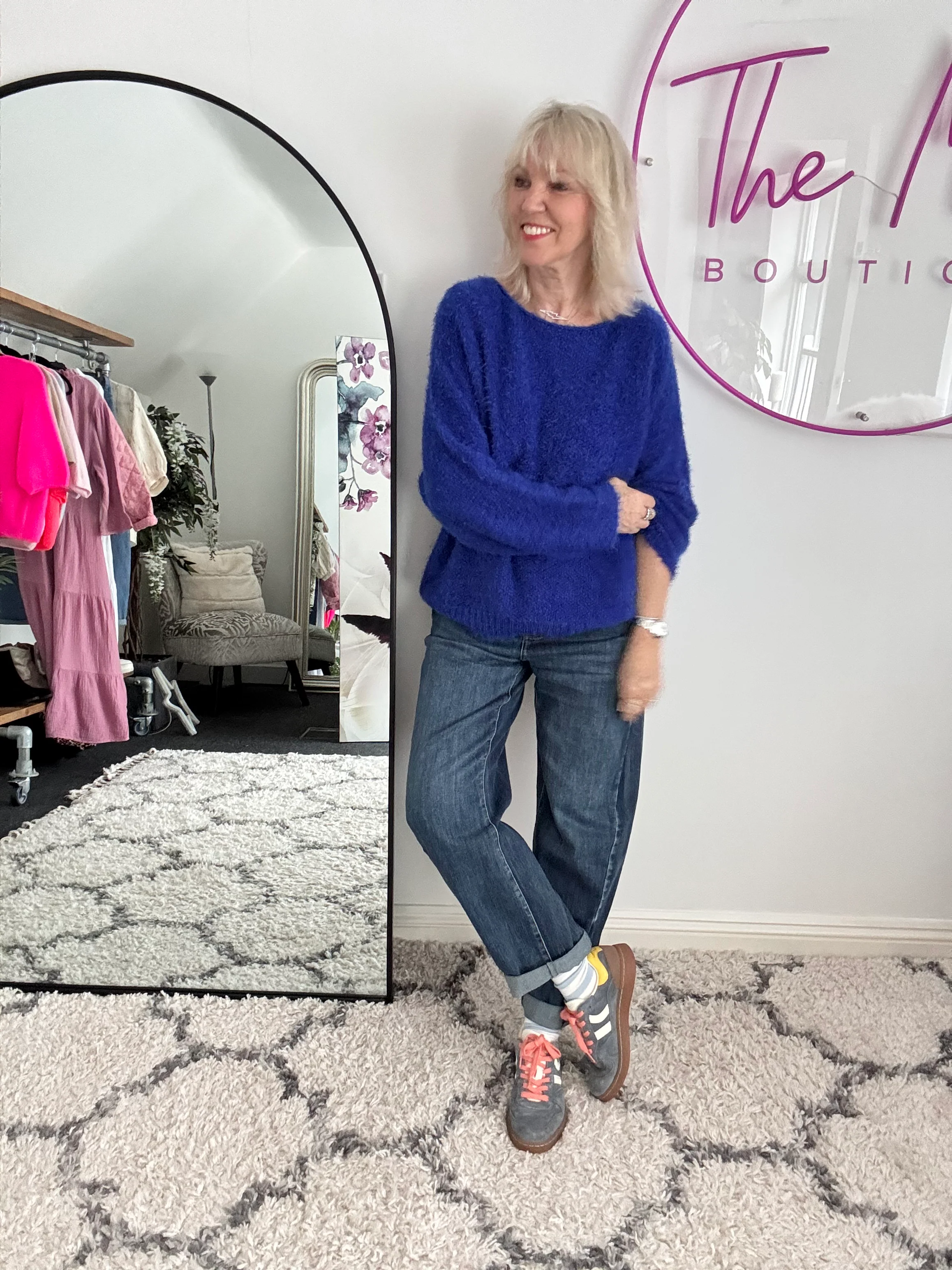 Luxe Fluffy Jumper in Royal Blue - Image 5
