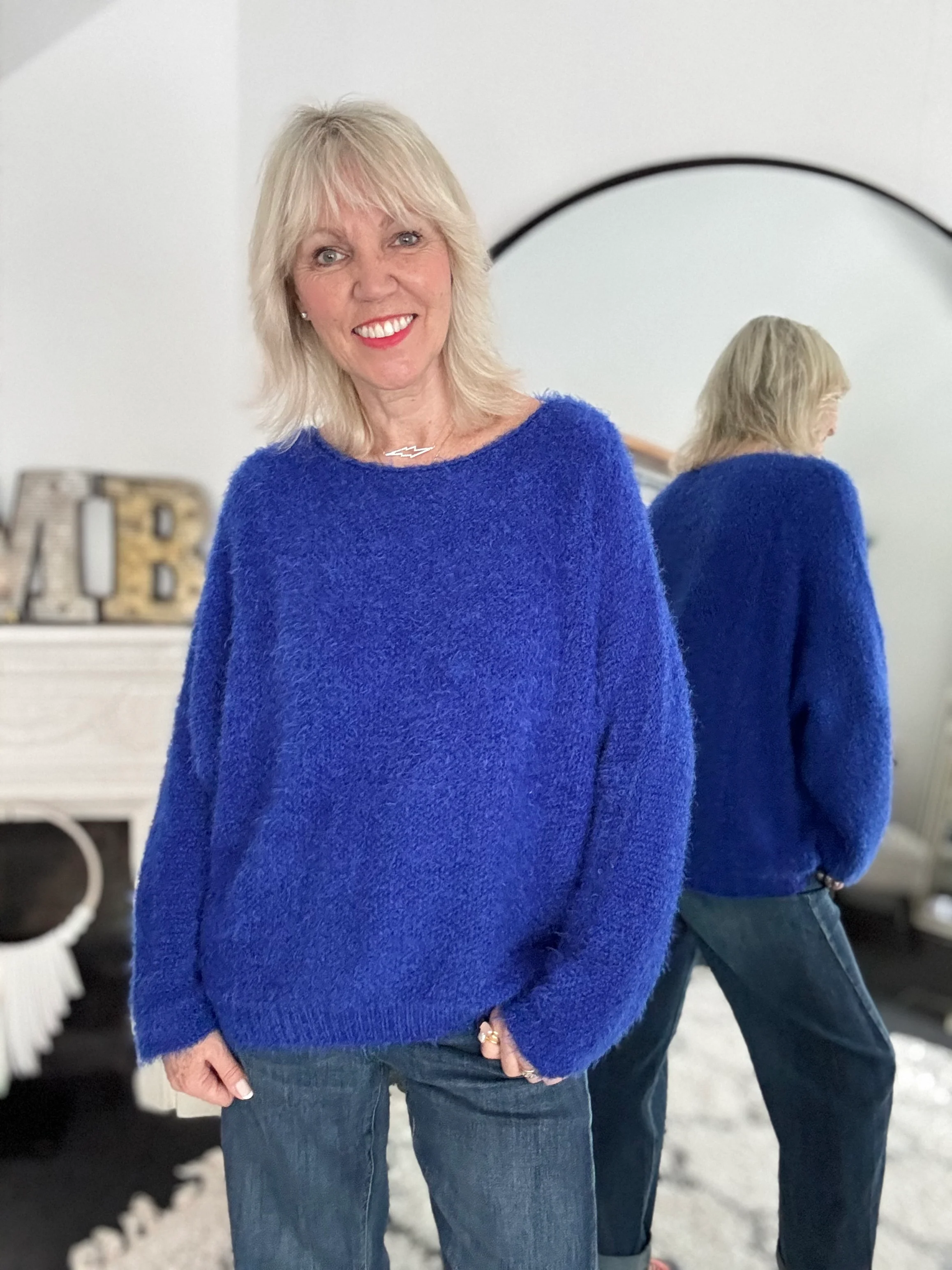 Luxe Fluffy Jumper in Royal Blue - Image 7