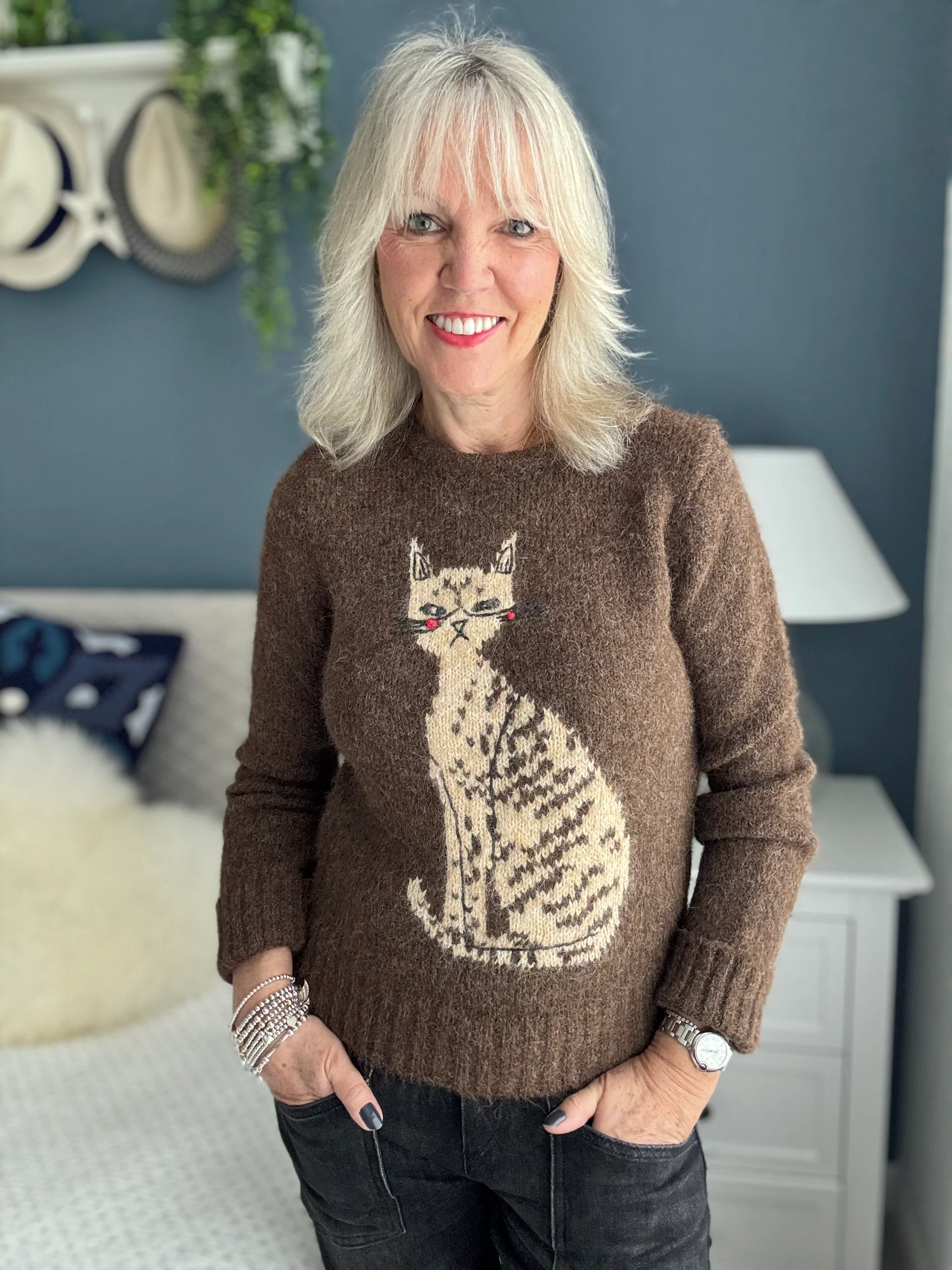 Luxe Jumper with Cat in Cocoa - Image 4