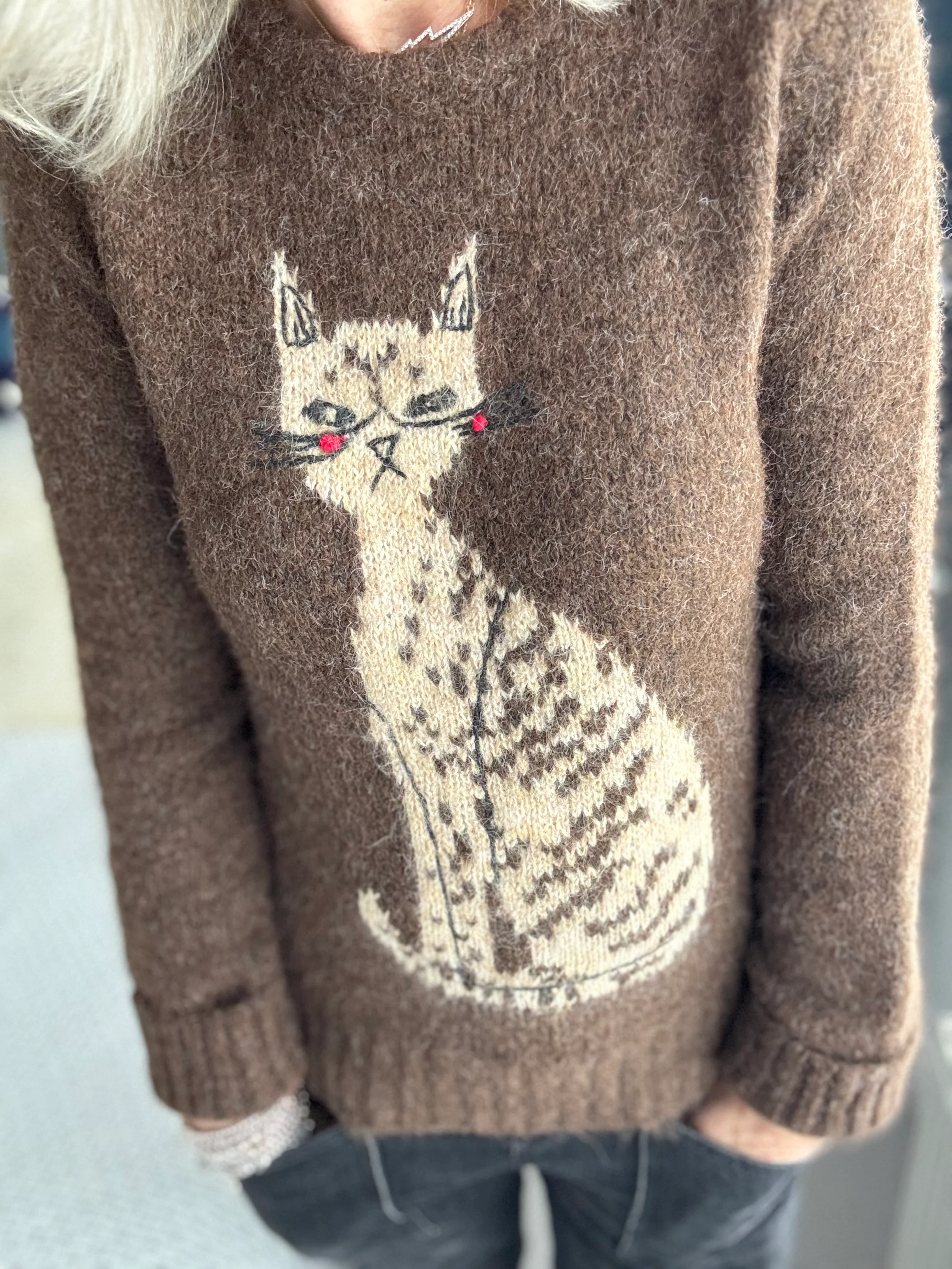 Luxe Jumper with Cat in Cocoa - Image 5