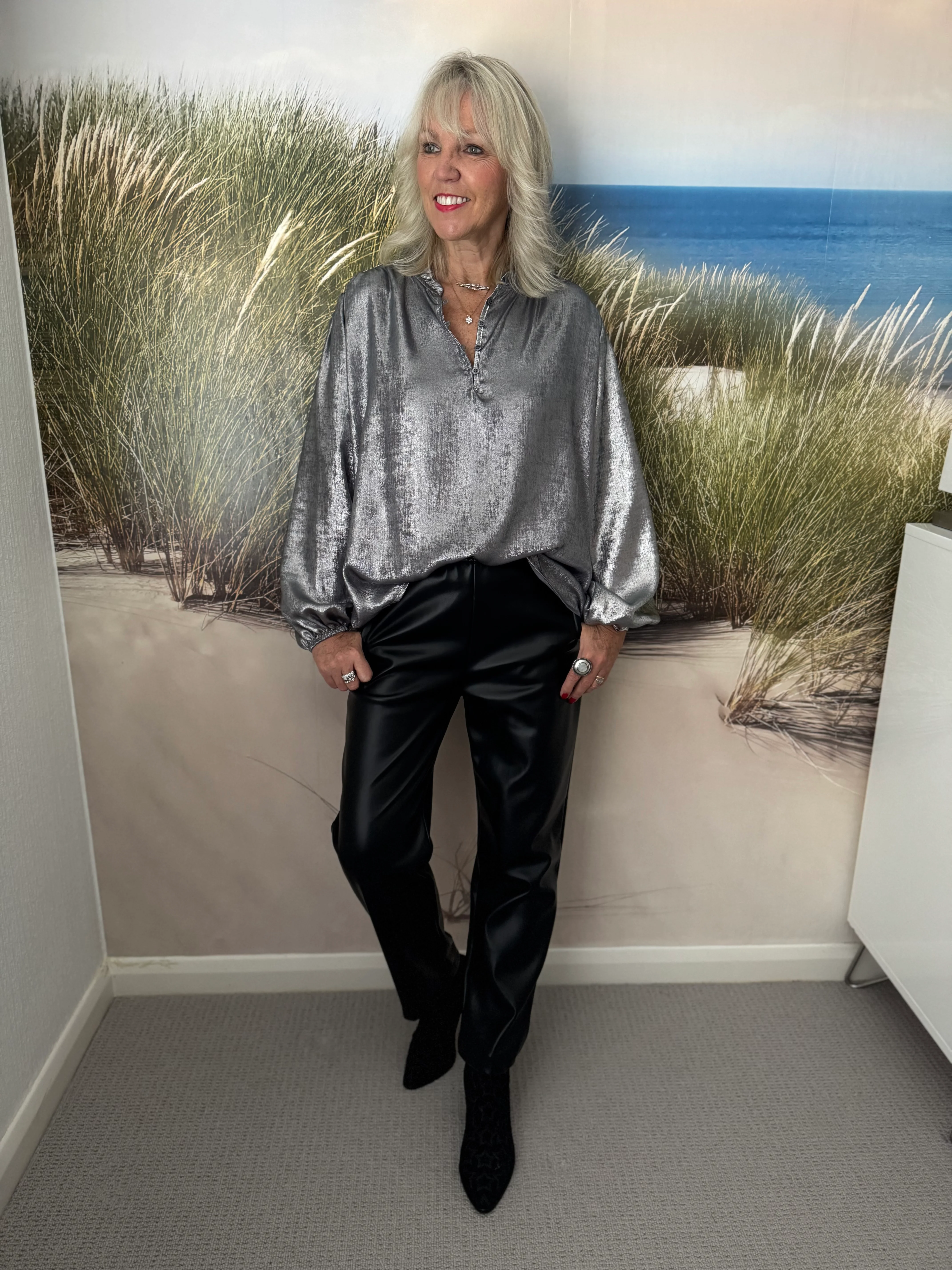 Luxe Metallic Blouse in Silver - Image 5