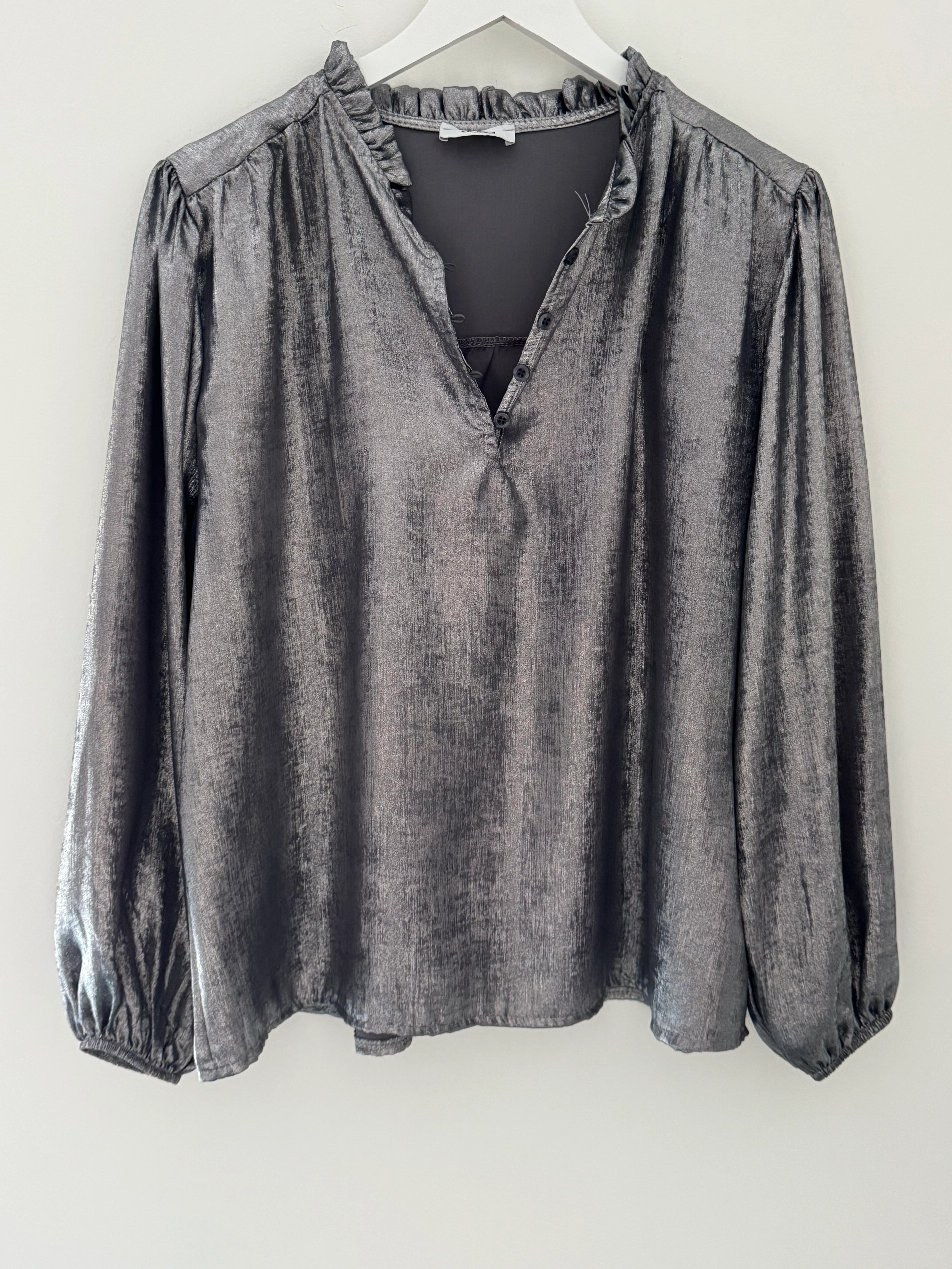 Luxe Metallic Blouse in Silver - Image 8